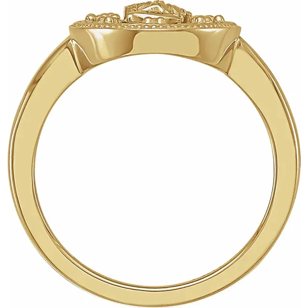 14 K Gold Miraculous Medal Ring in Size 7 - White or Black - Image 4