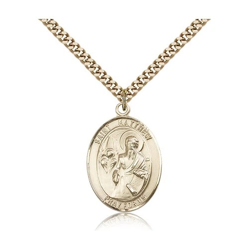 14kt Gold Filled St. Matthew the Apostle Pendant w/ chain