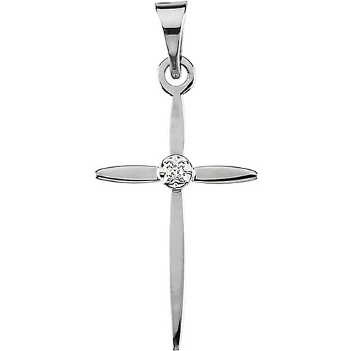 14kt White Gold  Gold 17x11 Diamond Cross Pendant
