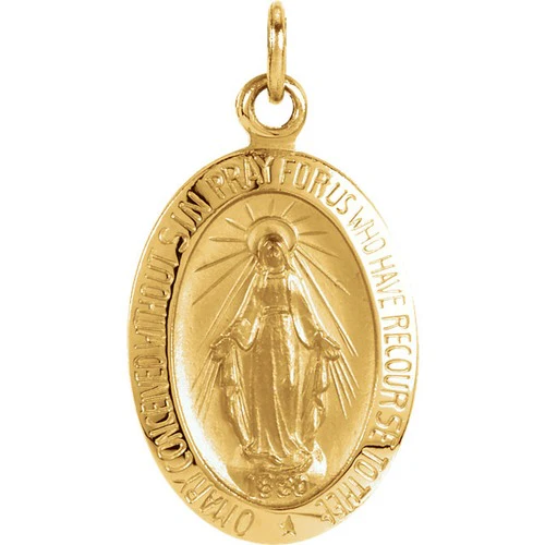14kt Yellow 14.75x11mm Oval Miraculous Medal
