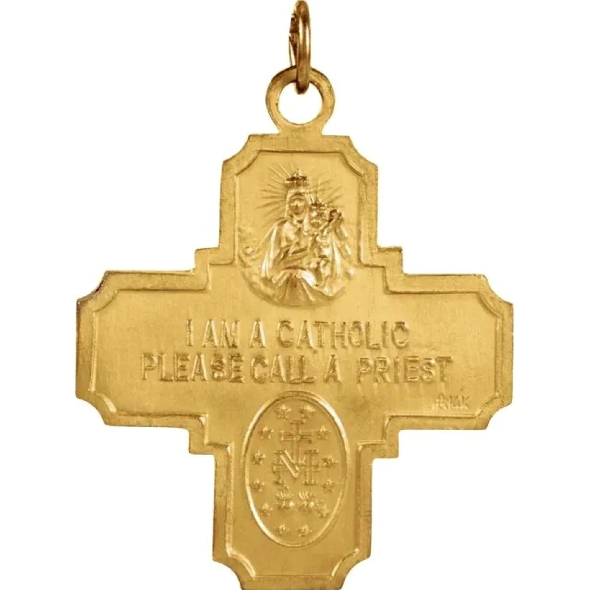 14kt Yellow Gold 12x12mm Four-Way Cross Medal
