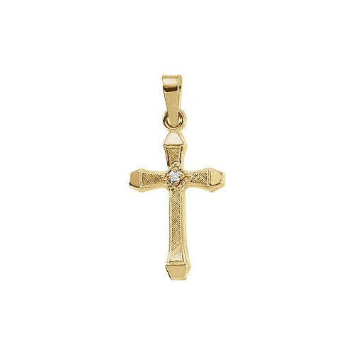 14kt Yellow Gold Gold 17x11 Accented Hollow Cross Diamond Pendant