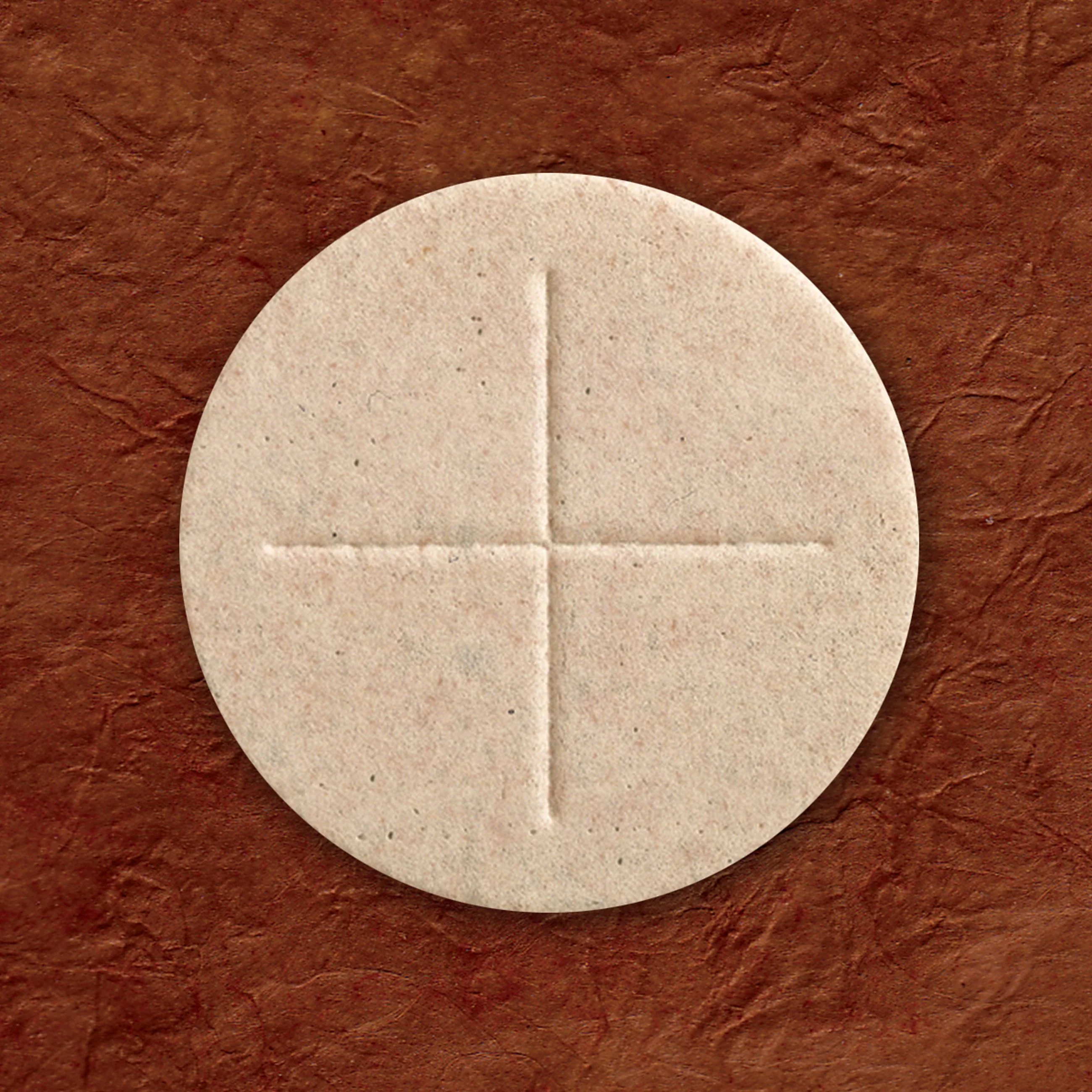 2-3/4" Whole Wheat Communion Hosts with Cross, Box of 50