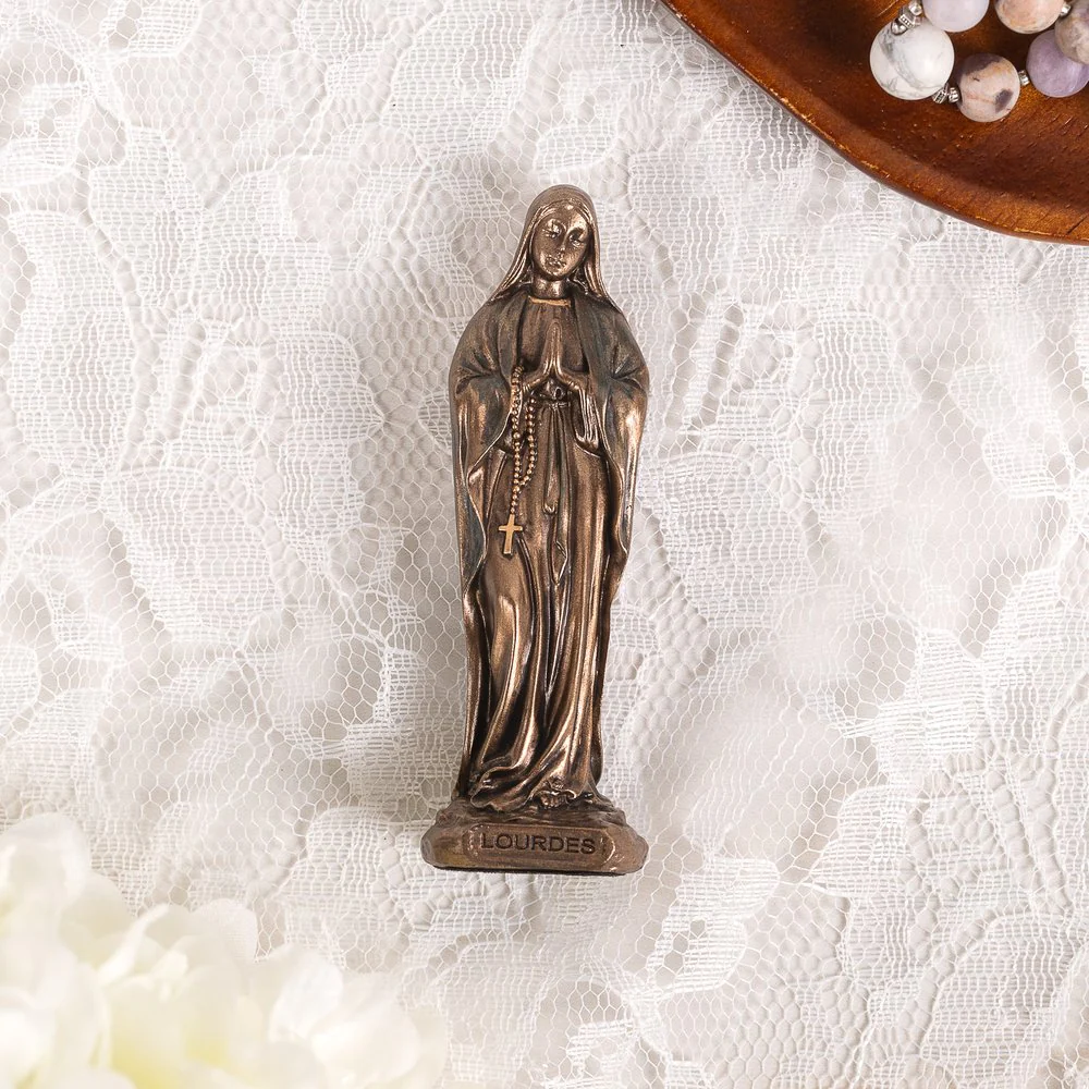 A Rosary for Every Heart Book & Our Lady of Lourdes Bronzed Finish Figurine Gift Set - Image 4