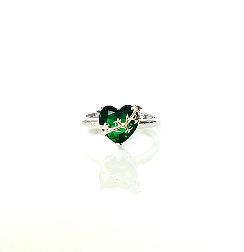 Adjustable Sterling & Jeweled Chaste Heart of St. Joseph Ring