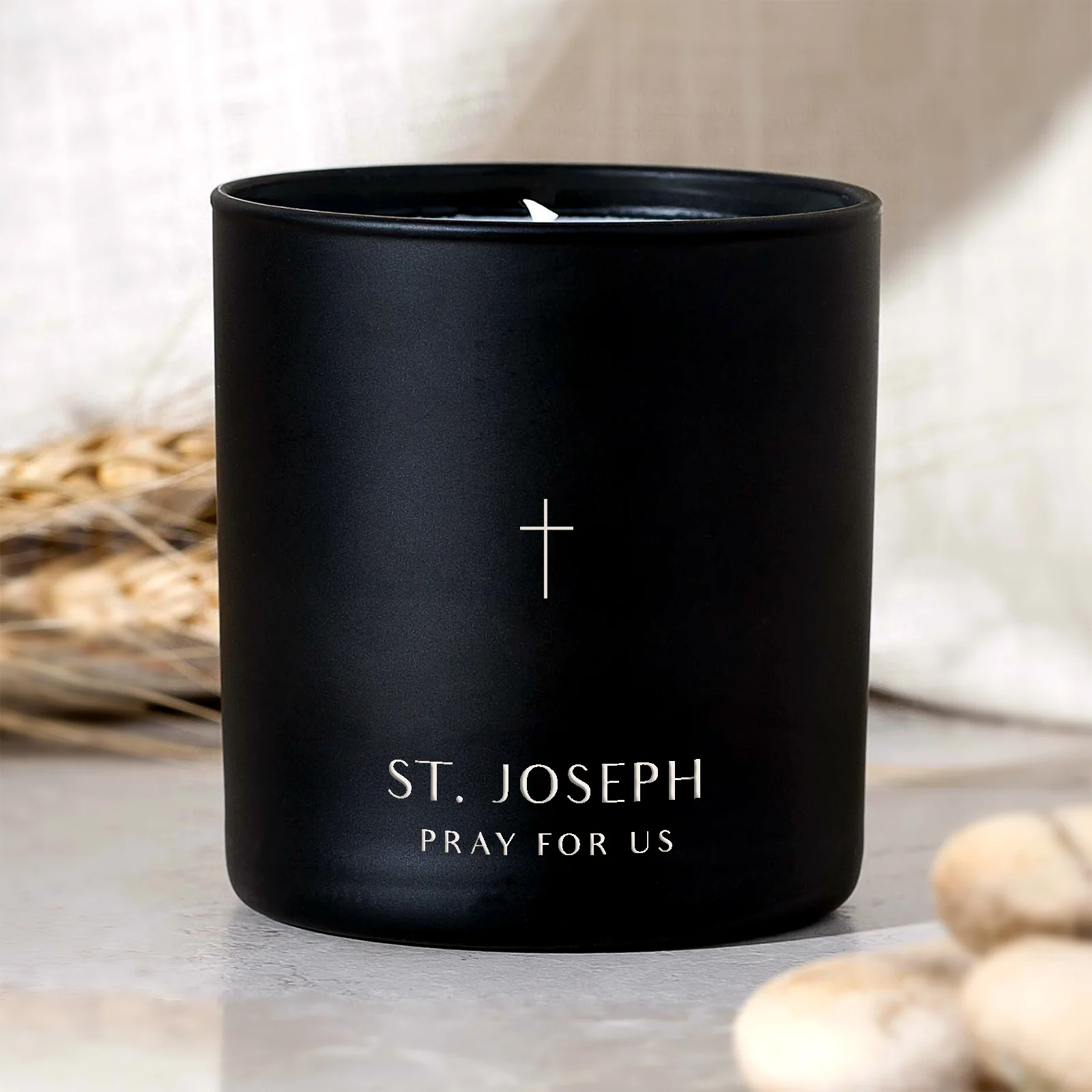 Art Deco Typography Style St. Joseph Candle