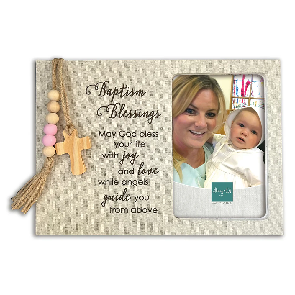 Baptism Blessings Charm Frame  - Pink or Blue - Image 2