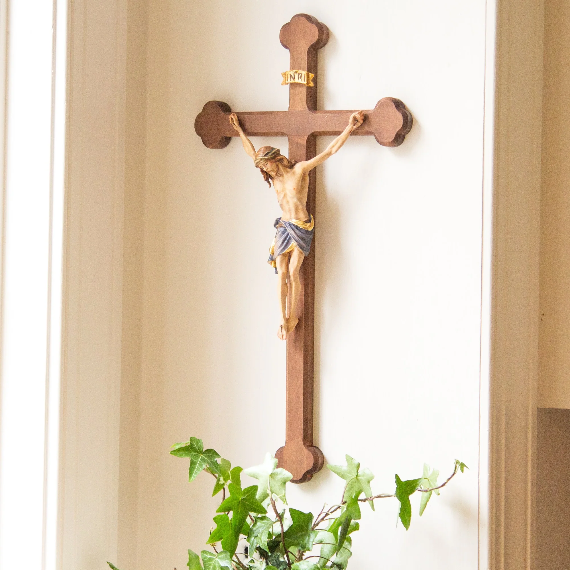 Baroque Siena Hand Painted Italian Crucifix