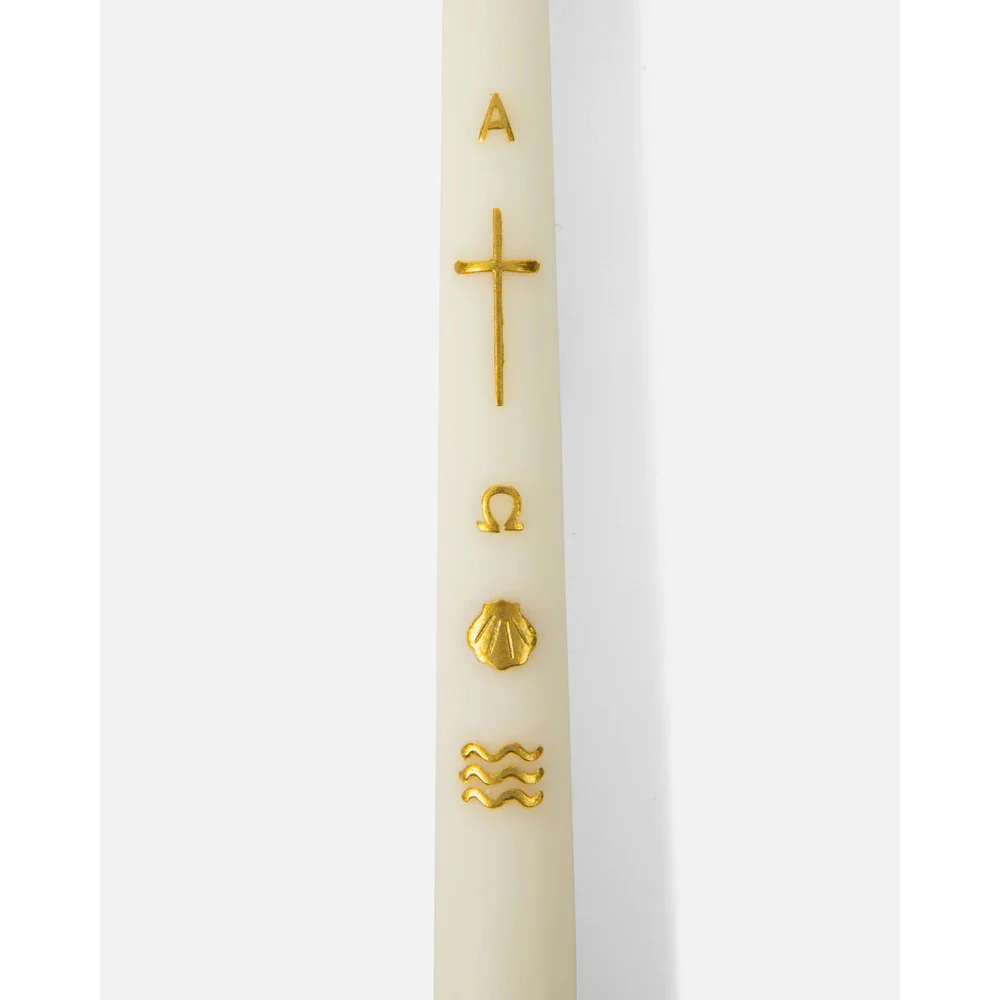 Be A Heart Alpha & Omega Gold Foil Baptism Candle - Image 2