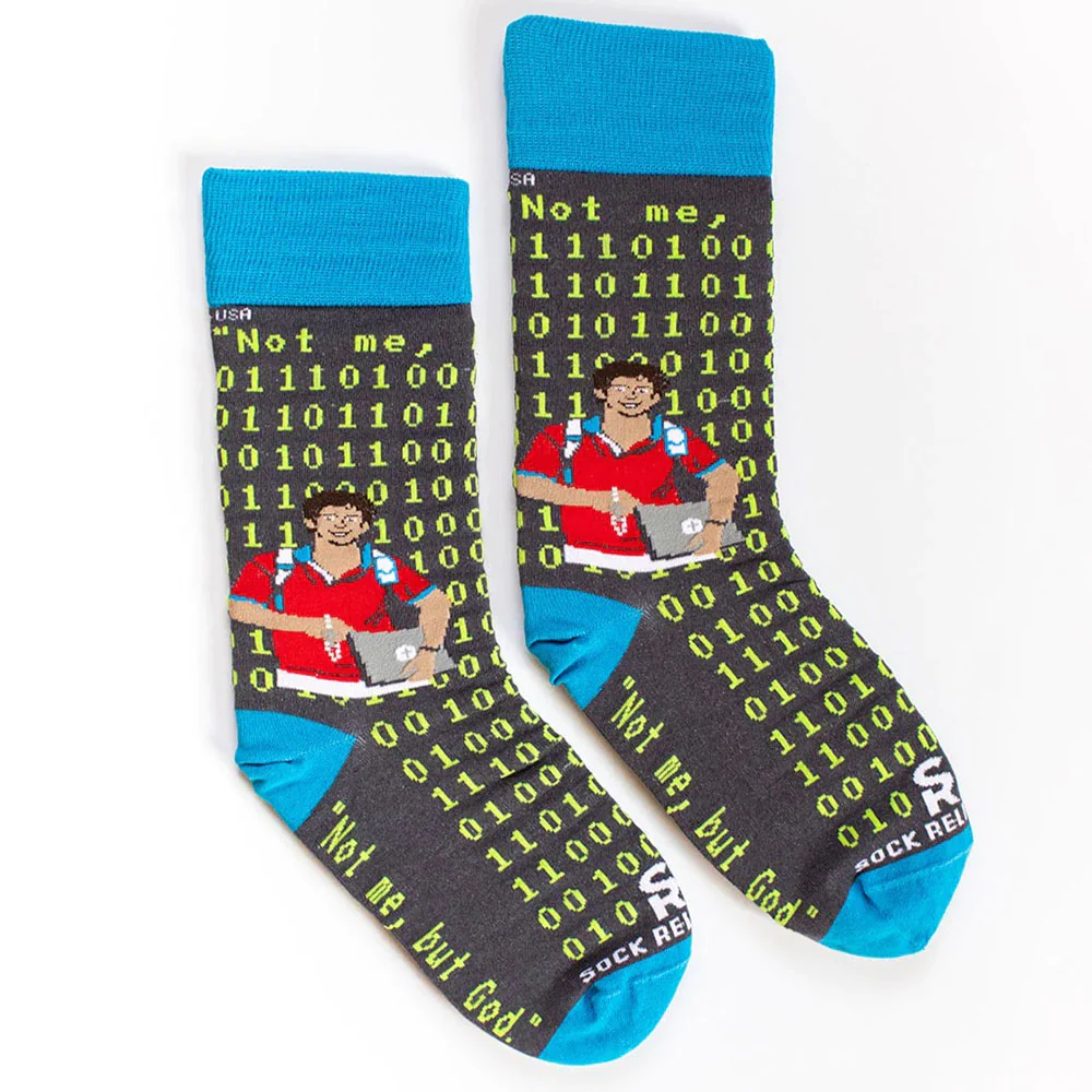St. Carlo Acutis Adult Socks - Binary Code or Eucharistic Pattern