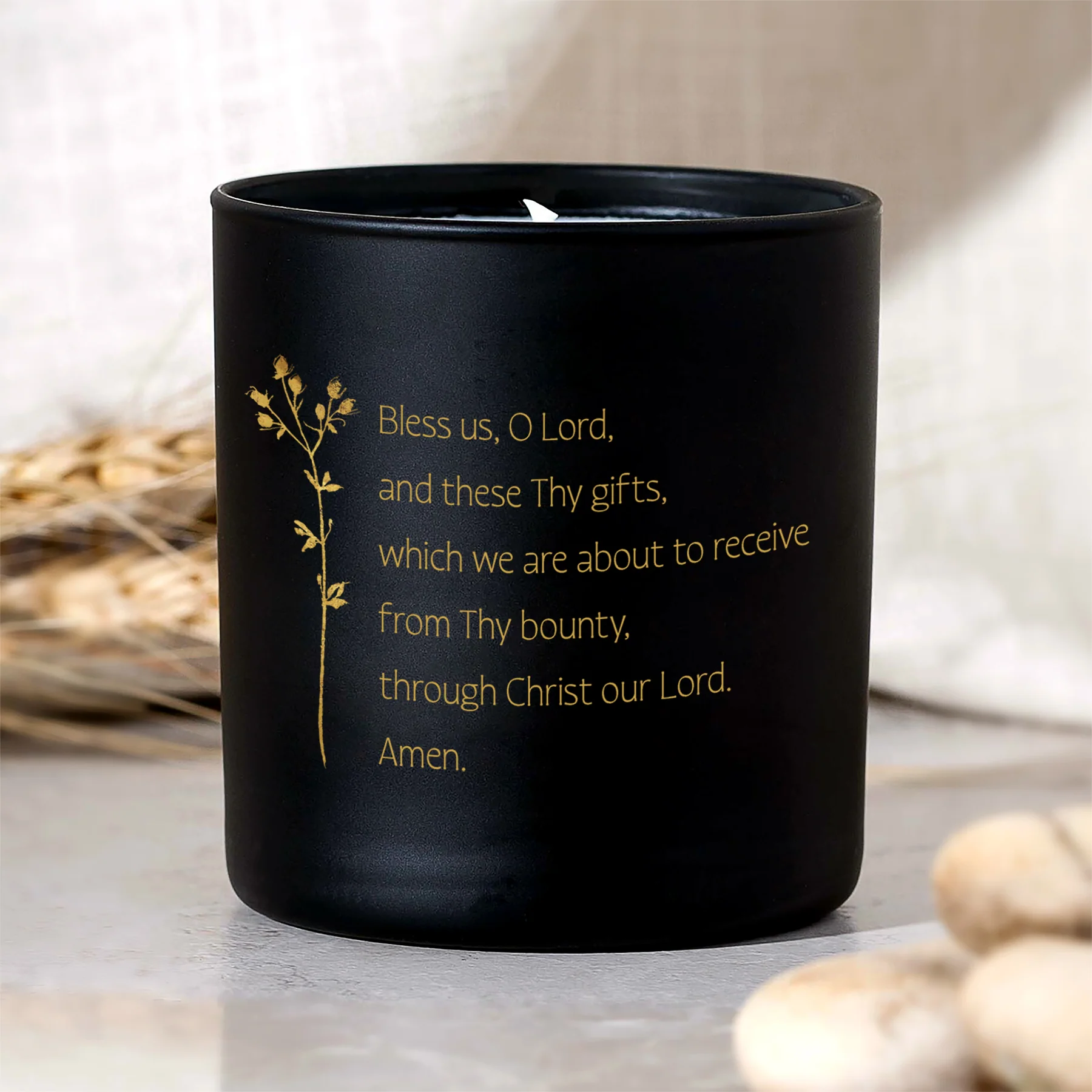 Bless Us O Lord Botanical Prayer Candle - Image 2
