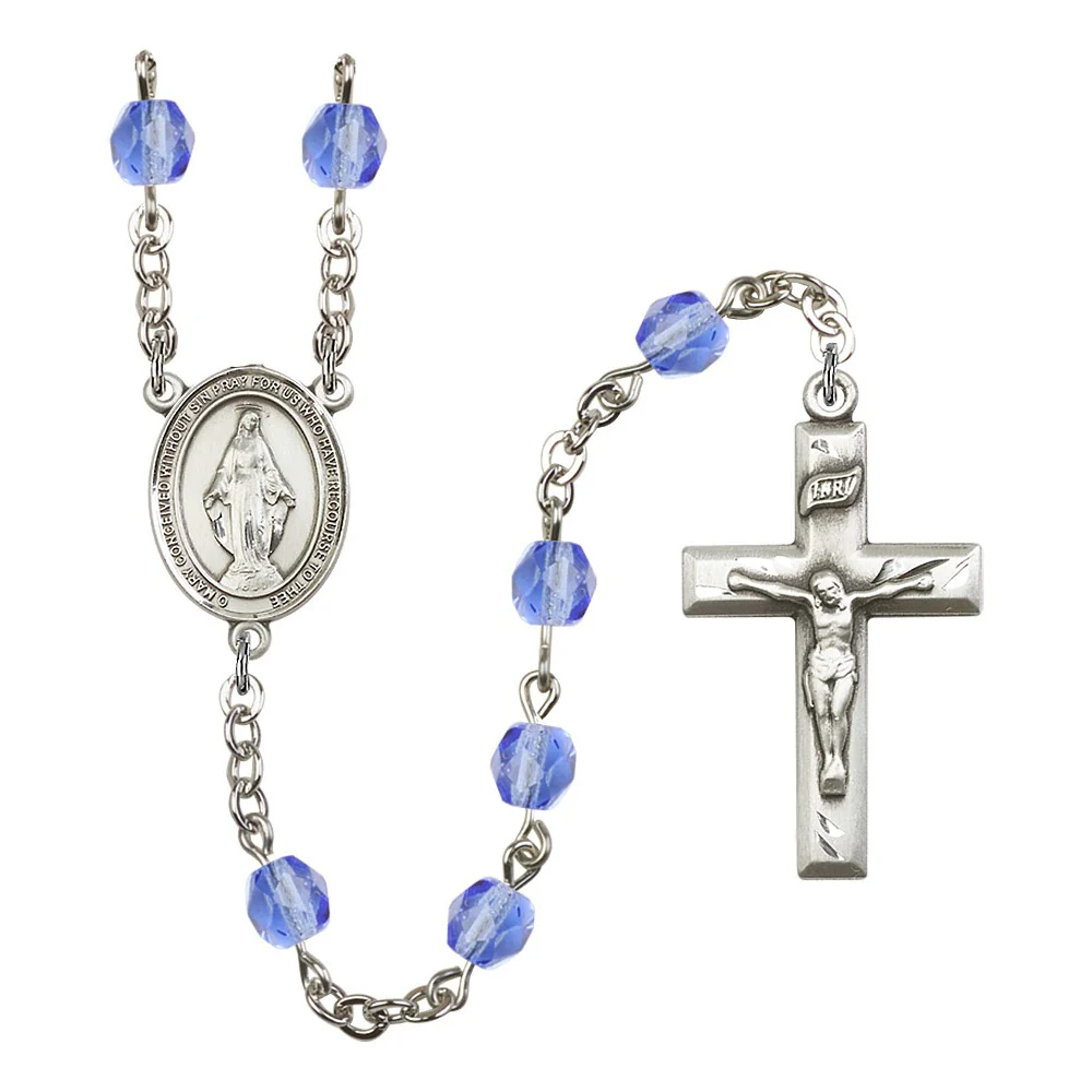 Bliss Miraculous Blue September Rosary 6mm