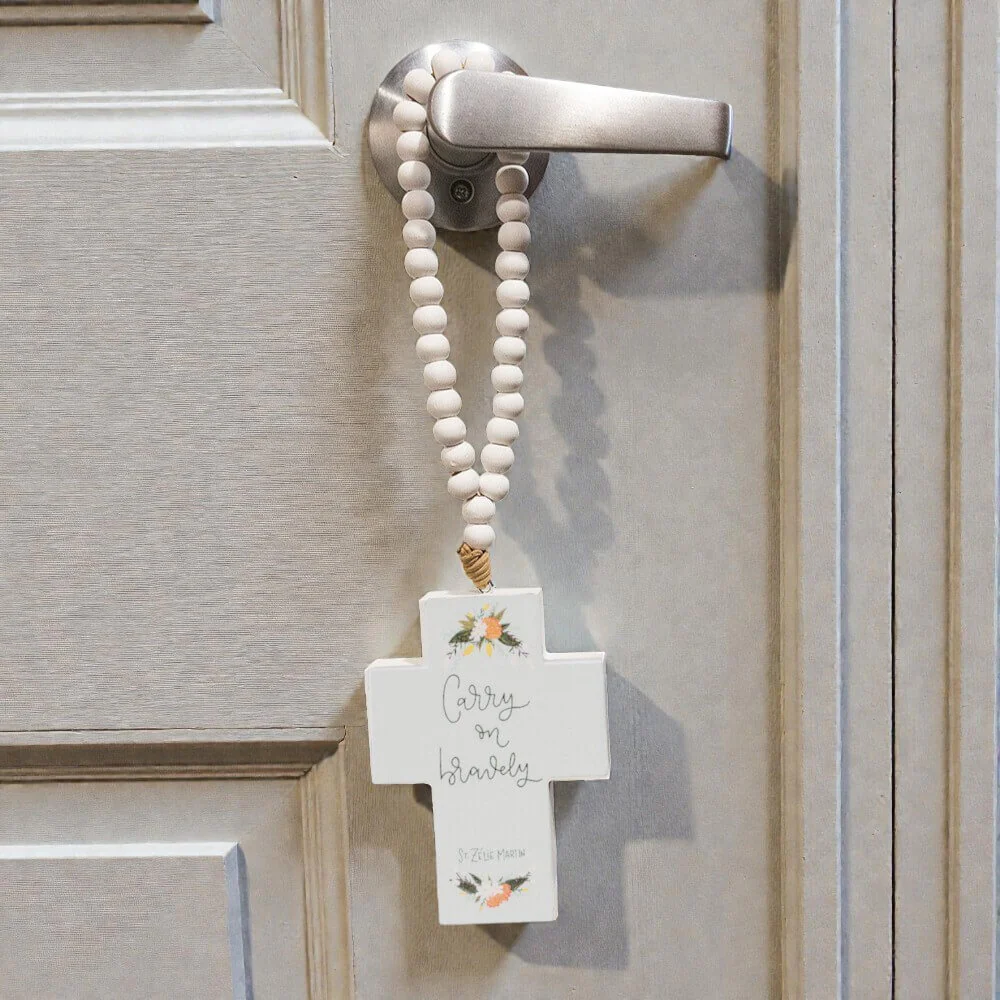 Carry On Bravely St. Zélie Martin Hanging Cross - Image 3