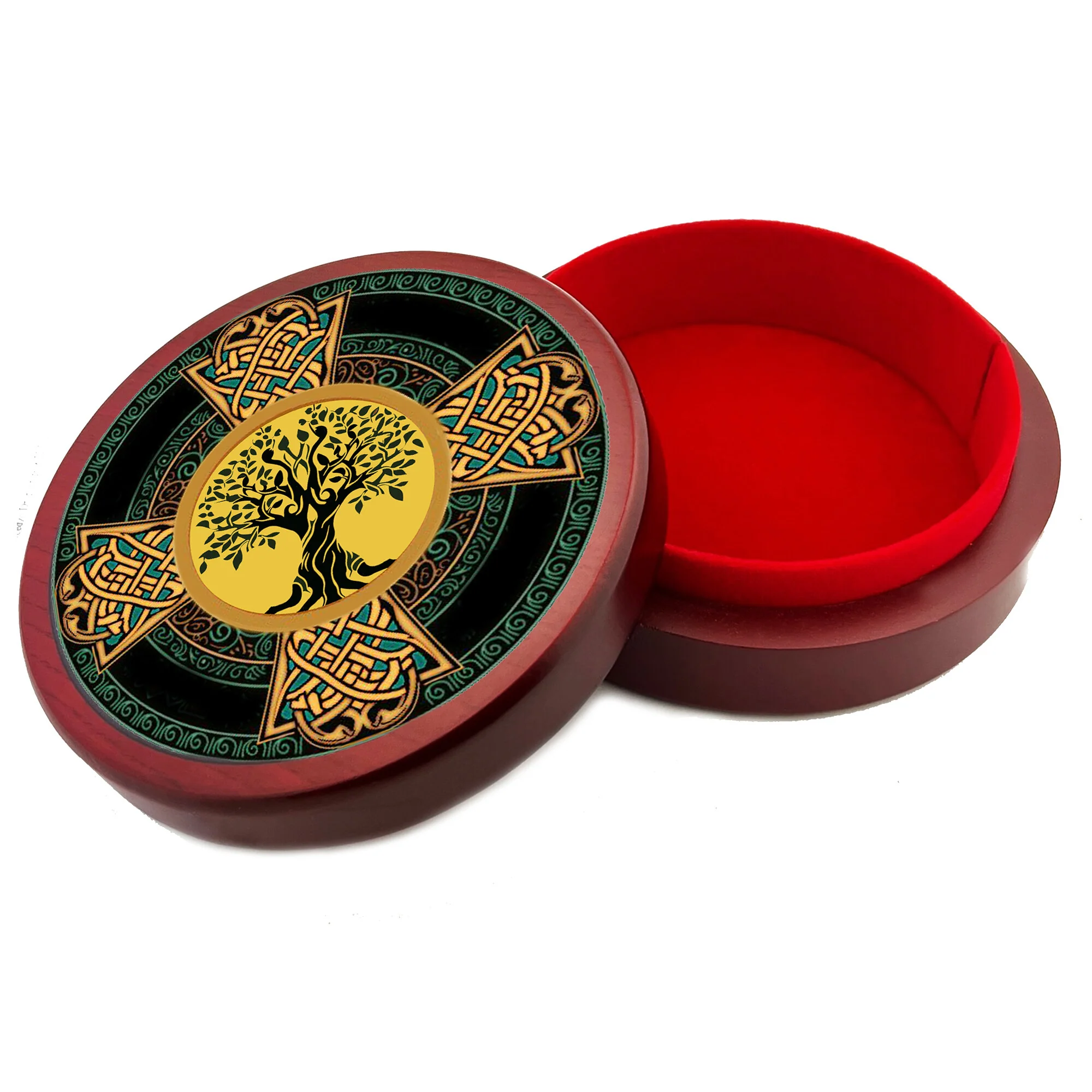 Celtic Cross Tree of Life Wood Rosary Box - Image 4