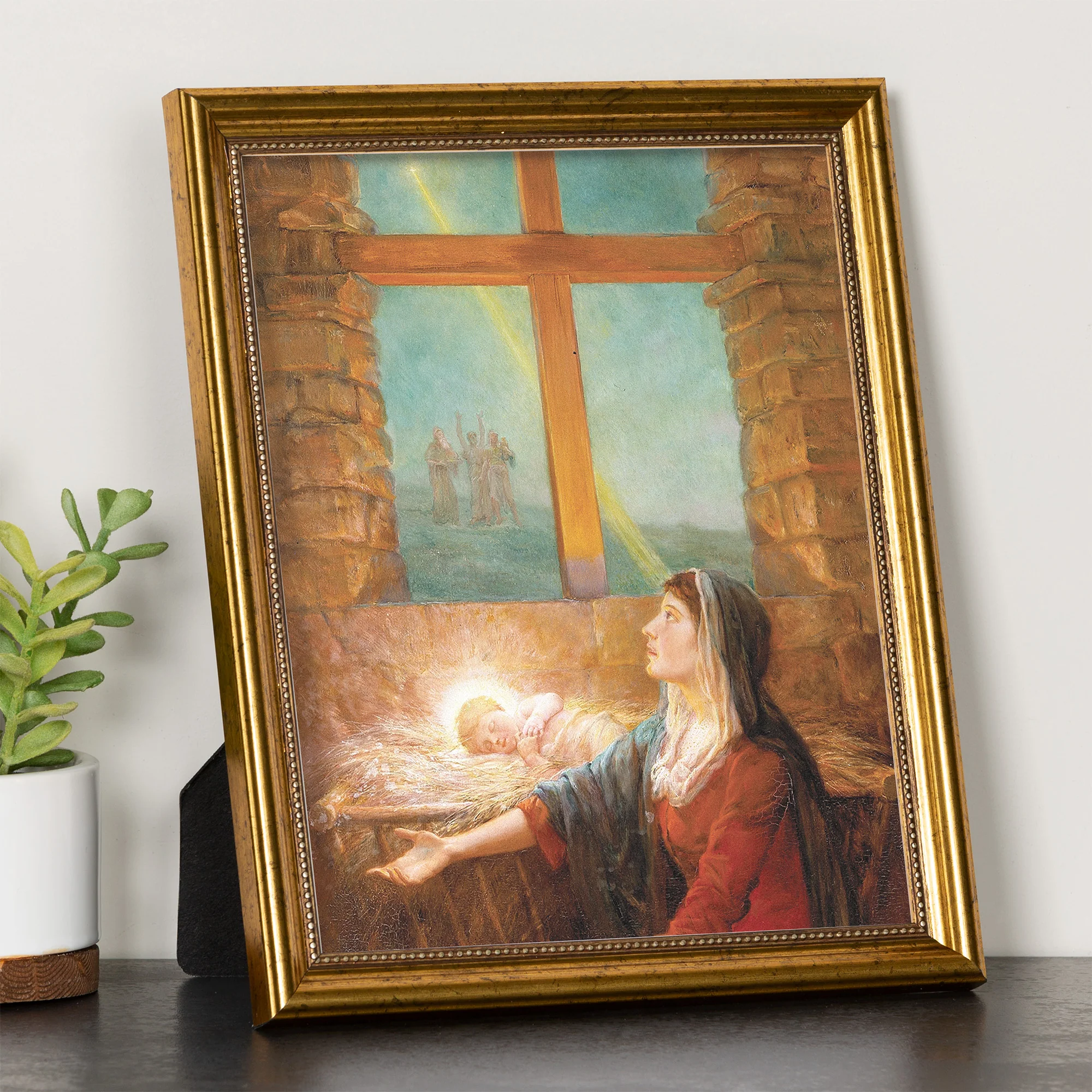 Christmas Morn Antique Gold Framed Print - 8" x 10"