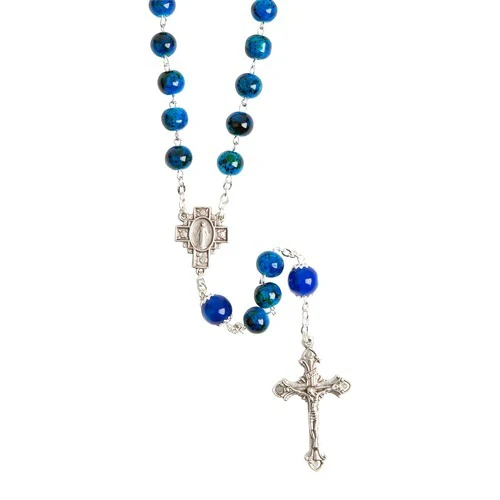 Dark Blue Marbled Rosary - Image 2