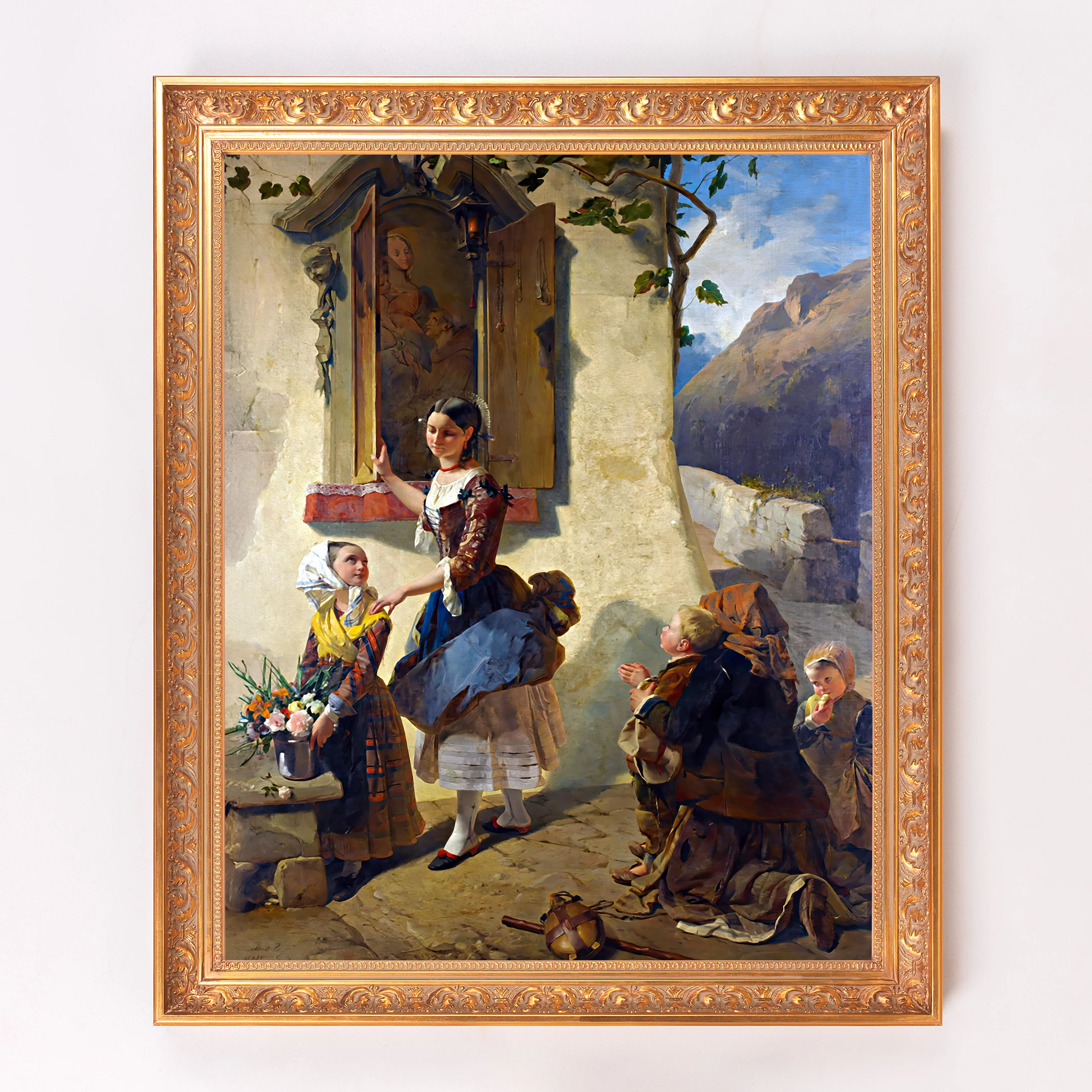 Devotion to an Image of the Virgin Mary Framed Canvas - Sacred Signature Collection - Image 2