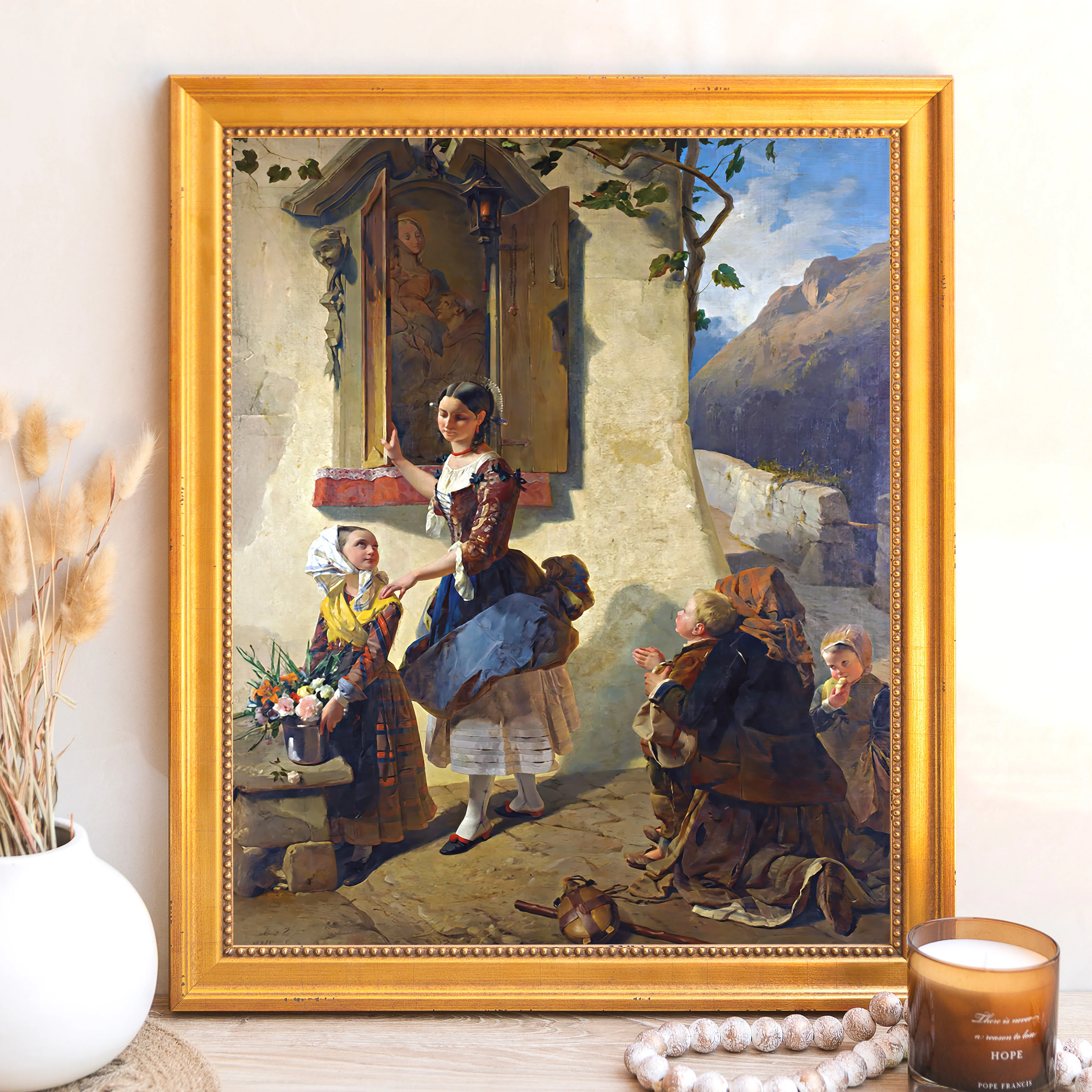 Devotion to an Image of the Virgin Mary Framed Canvas - Sacred Signature Collection - Image 7