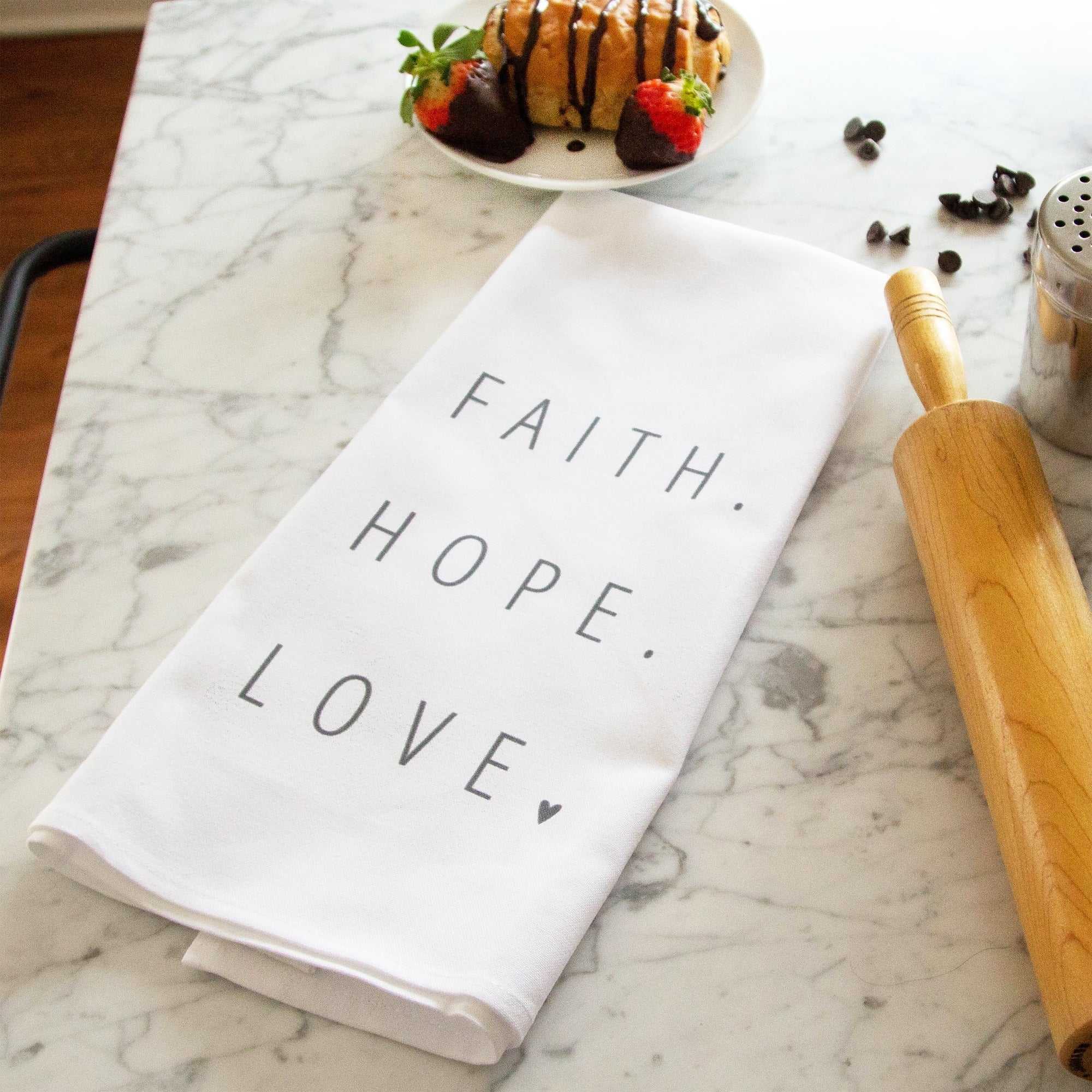 Faith, Hope, and Love Dish Towel