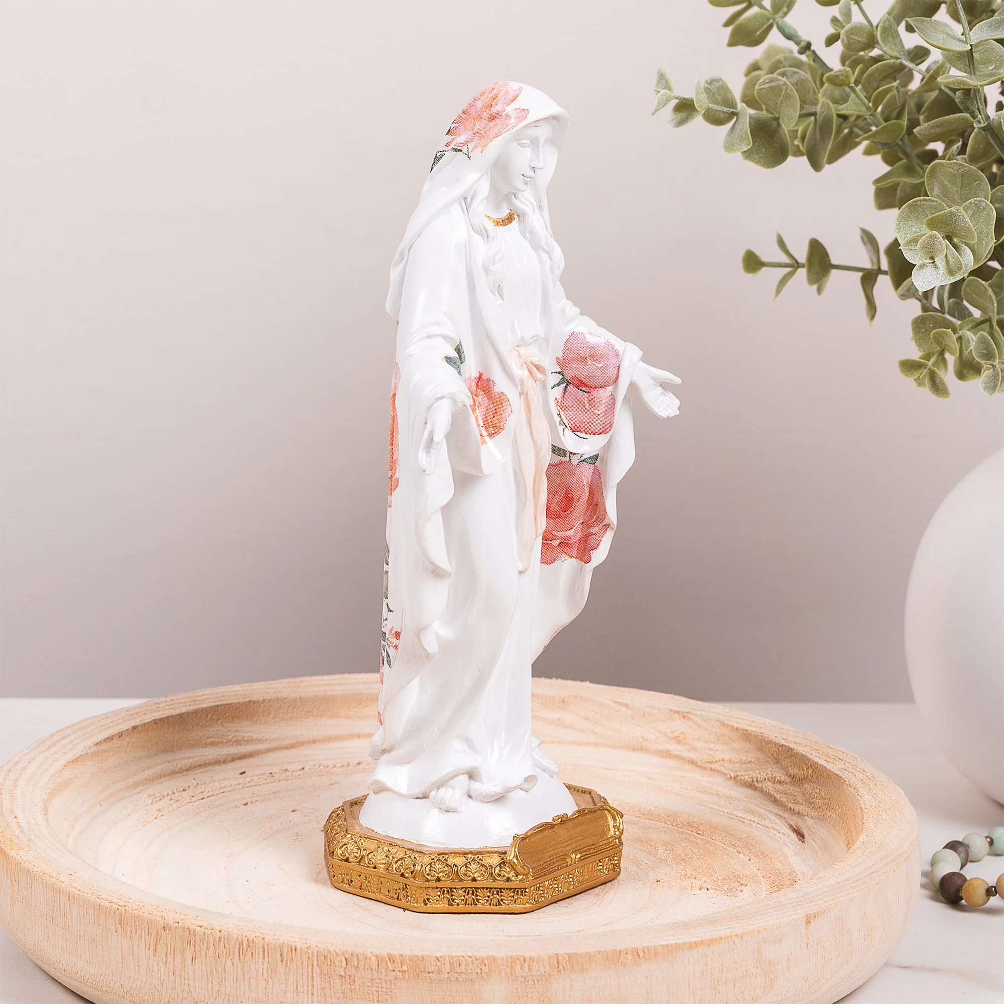 Floral Our Lady of Grace Mystical Rose Statue - 8" - Image 2