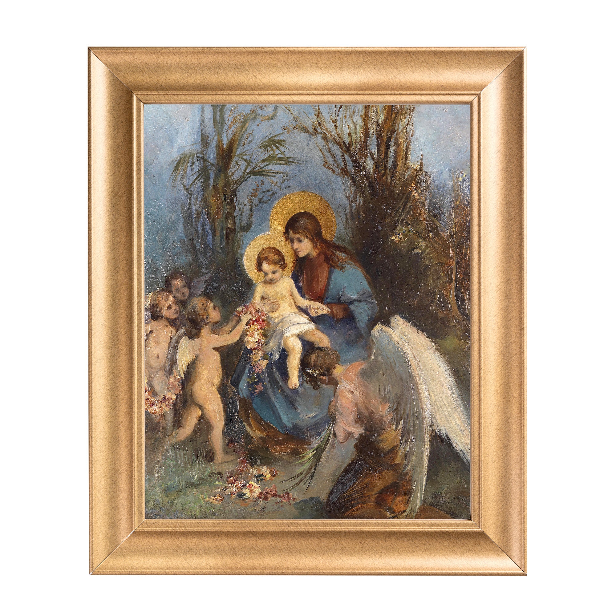 Flowers for the Baby Jesus Gold Framed Print - Multiple Sizes