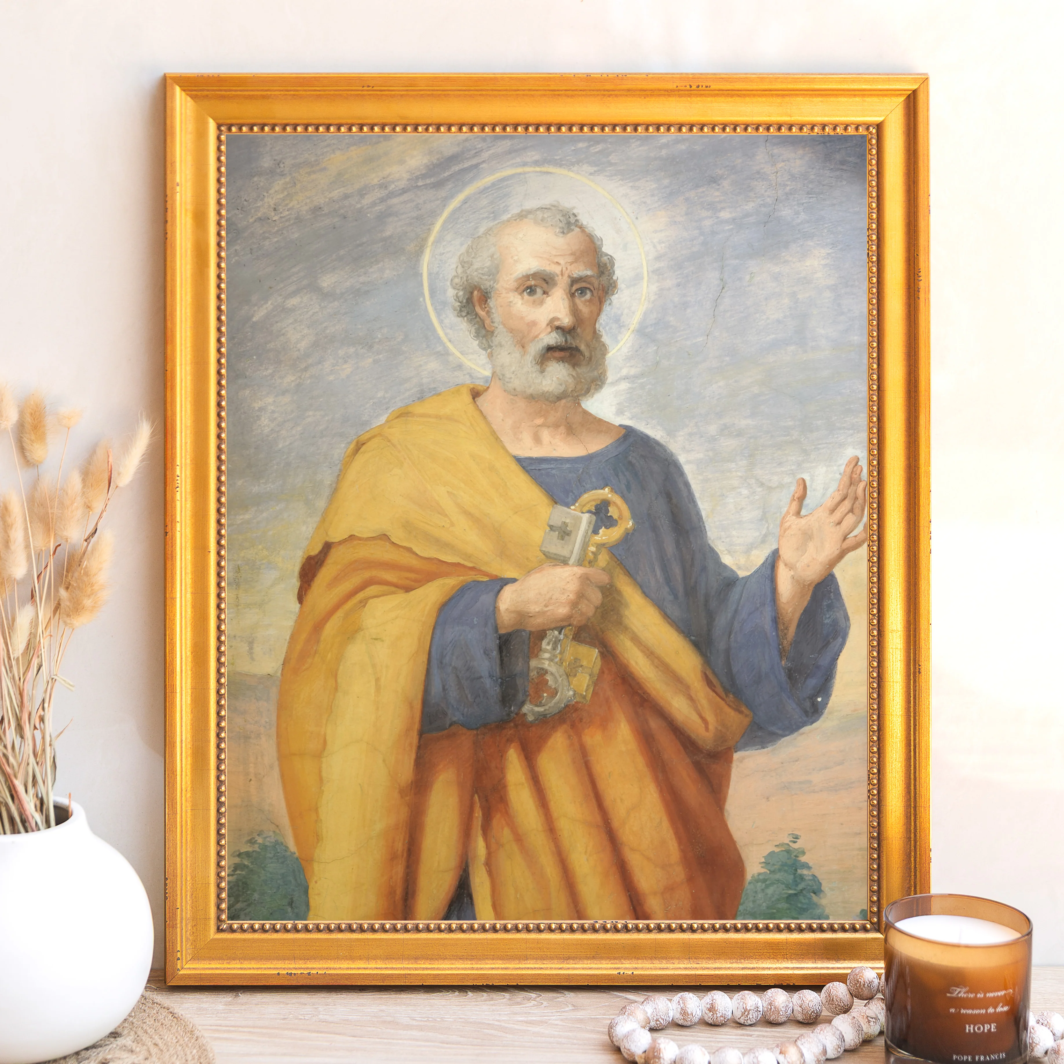Fresco of St Peter Framed Canvas - Sacred Signature Collection