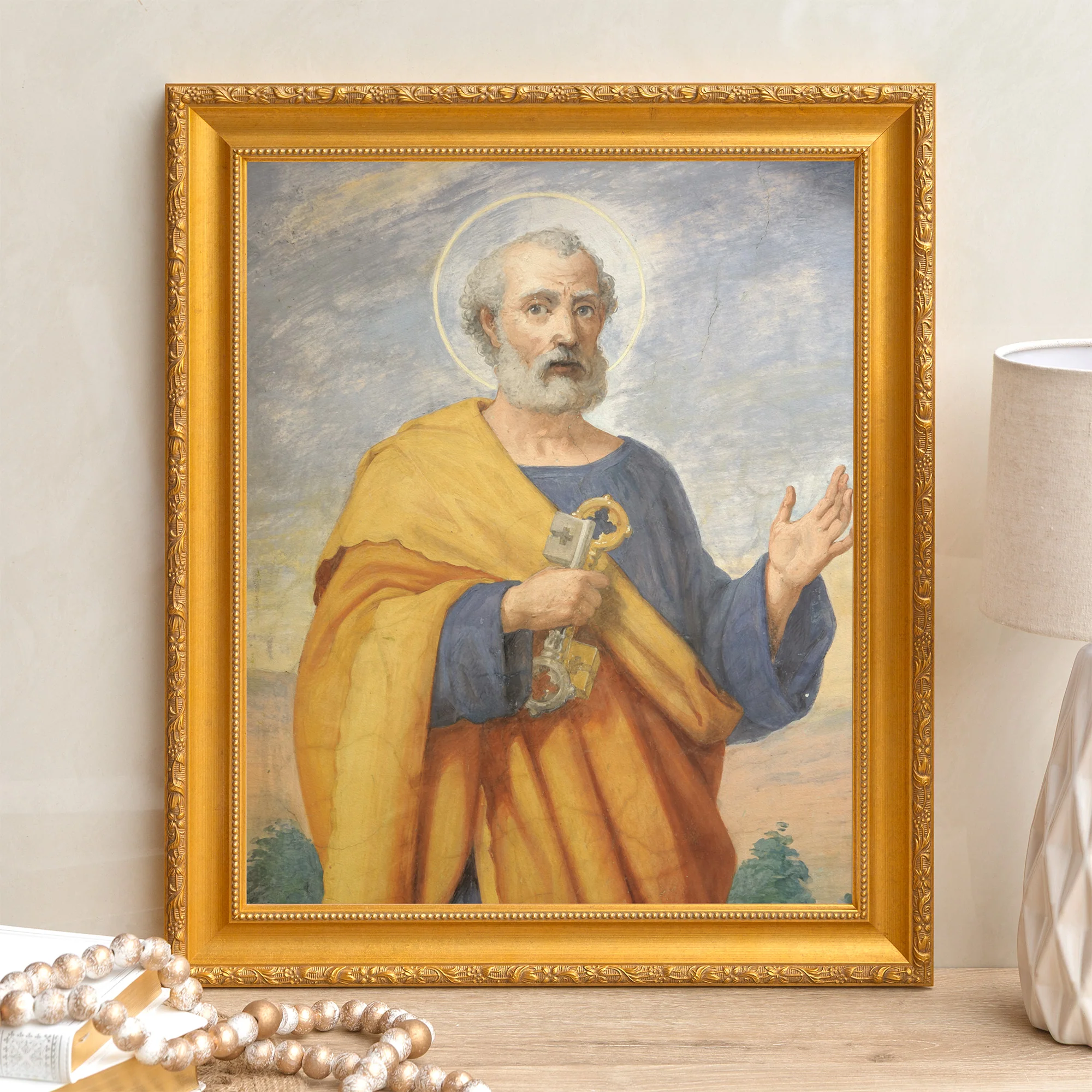 Fresco of St Peter Framed Canvas - Sacred Signature Collection - Image 8