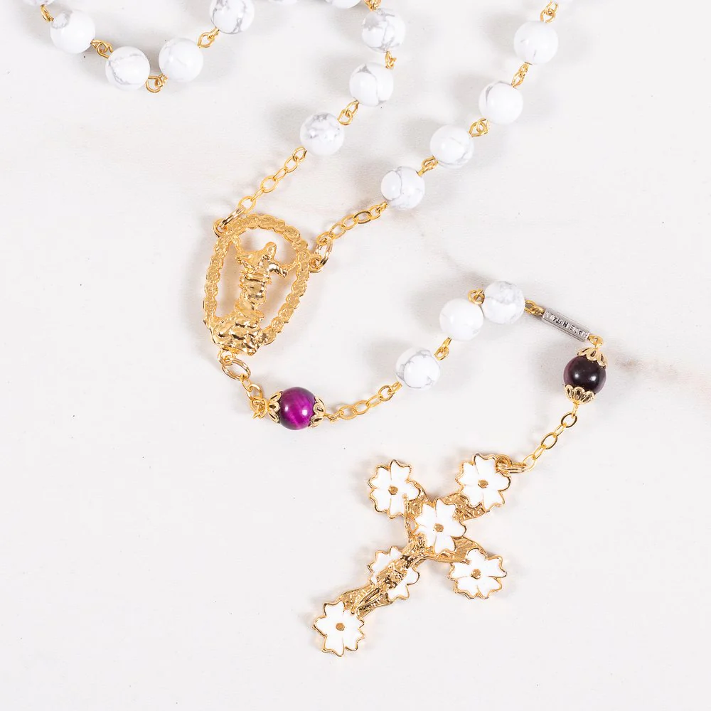 Ghirelli Aulite & Red Tiger Eye Risen Christ Rosary