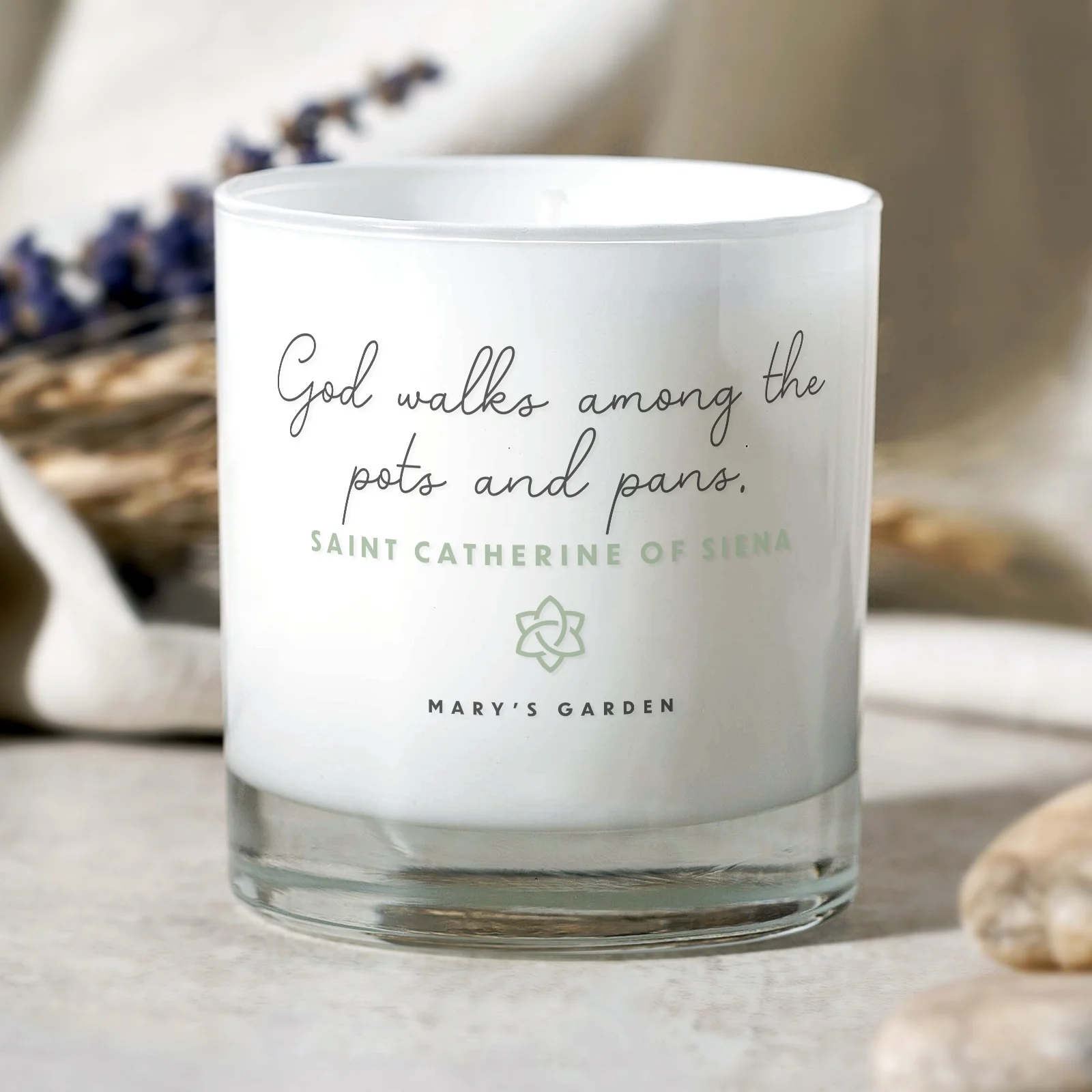 God Walks Among the Pots and Pans White Candle