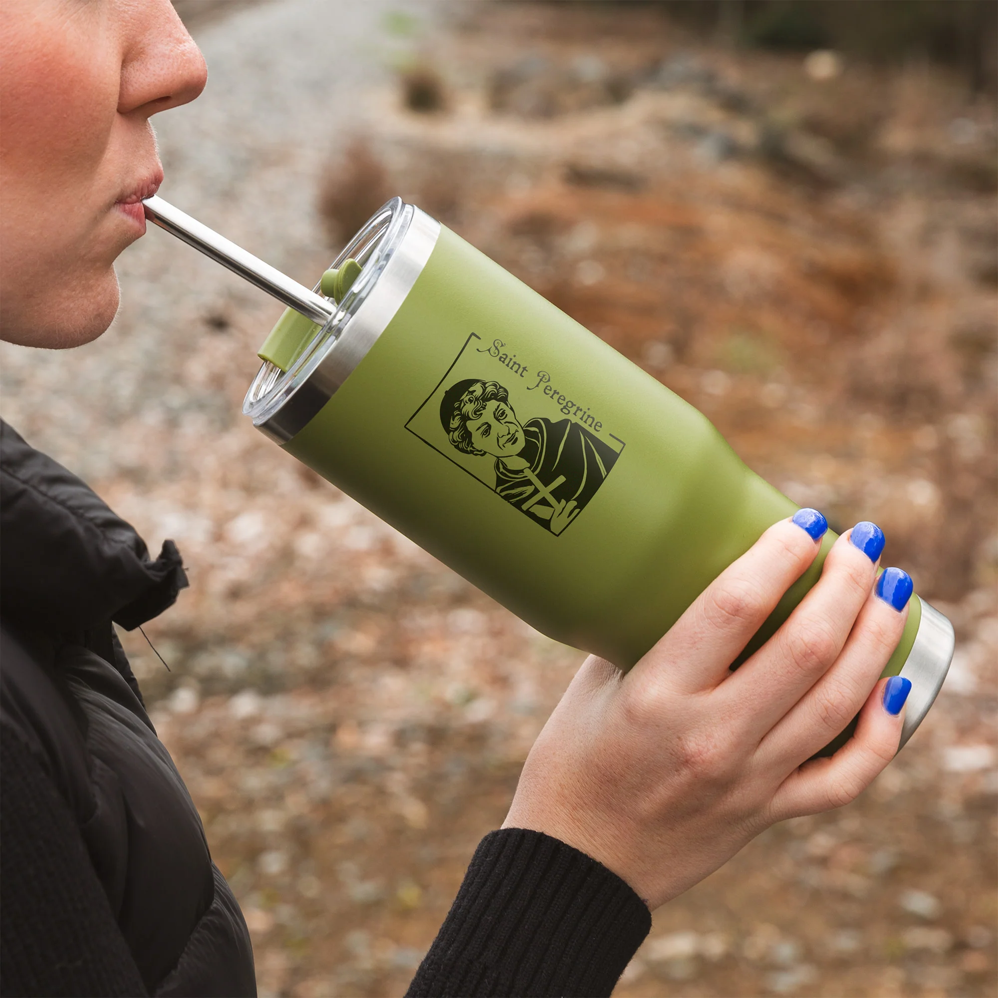 Green St. Peregrine Stainless Steel Tumbler with Straw - Image 2