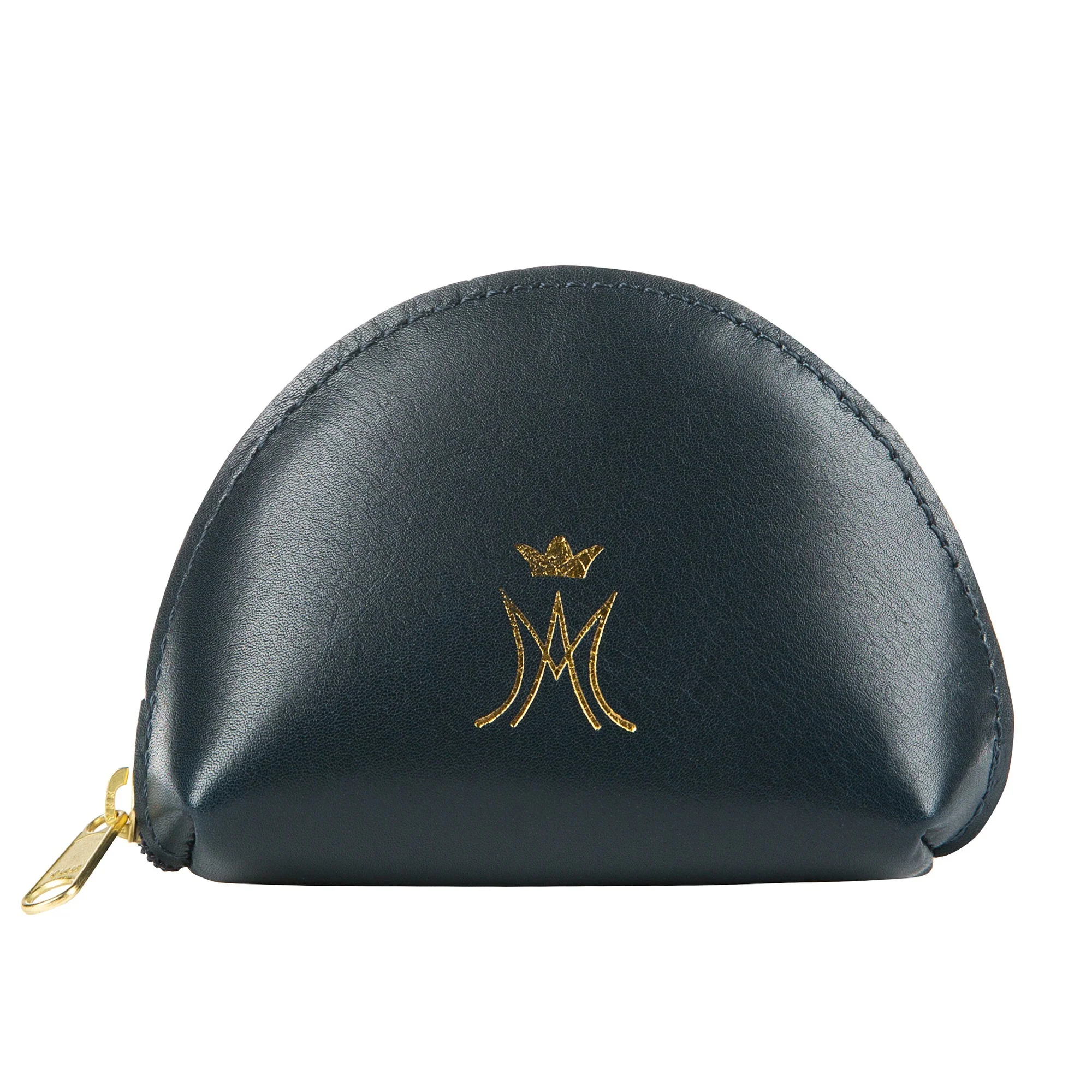 Half Moon Dark Blue Leather Purse