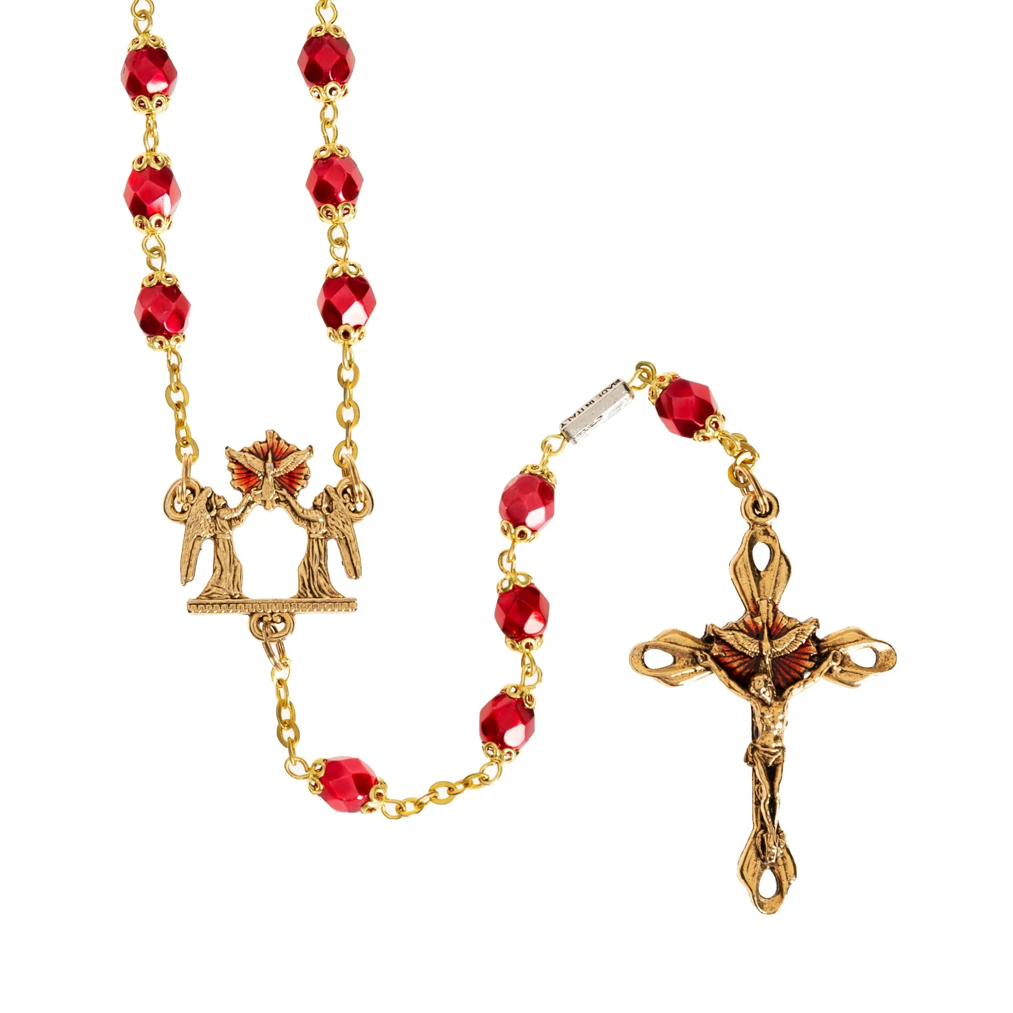 Holy Confirmation Faceted Red & Gold Rosary