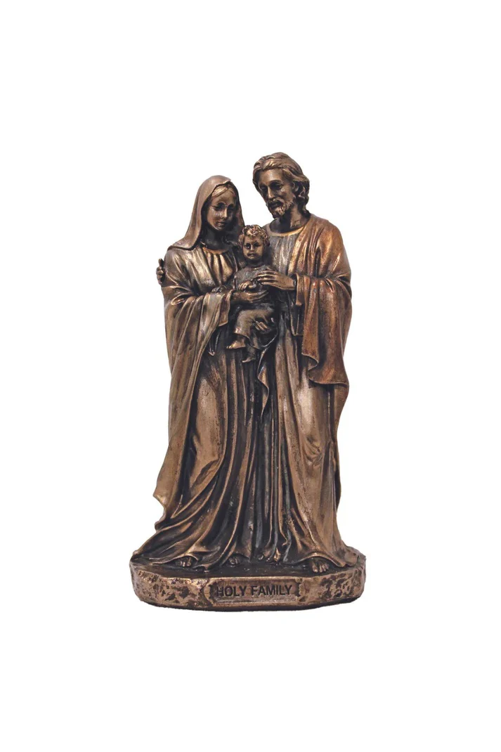 Holy Family Hand Painted Cold Cast Bronze Statue - 3.5"