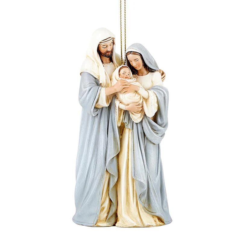Holy Family in Blue & Ivory Ornament - Image 2