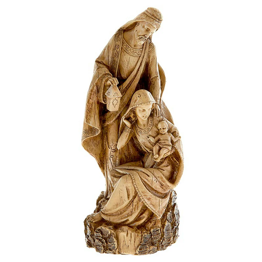 Holy Family Wood Look Statue - 9.5" - Image 2