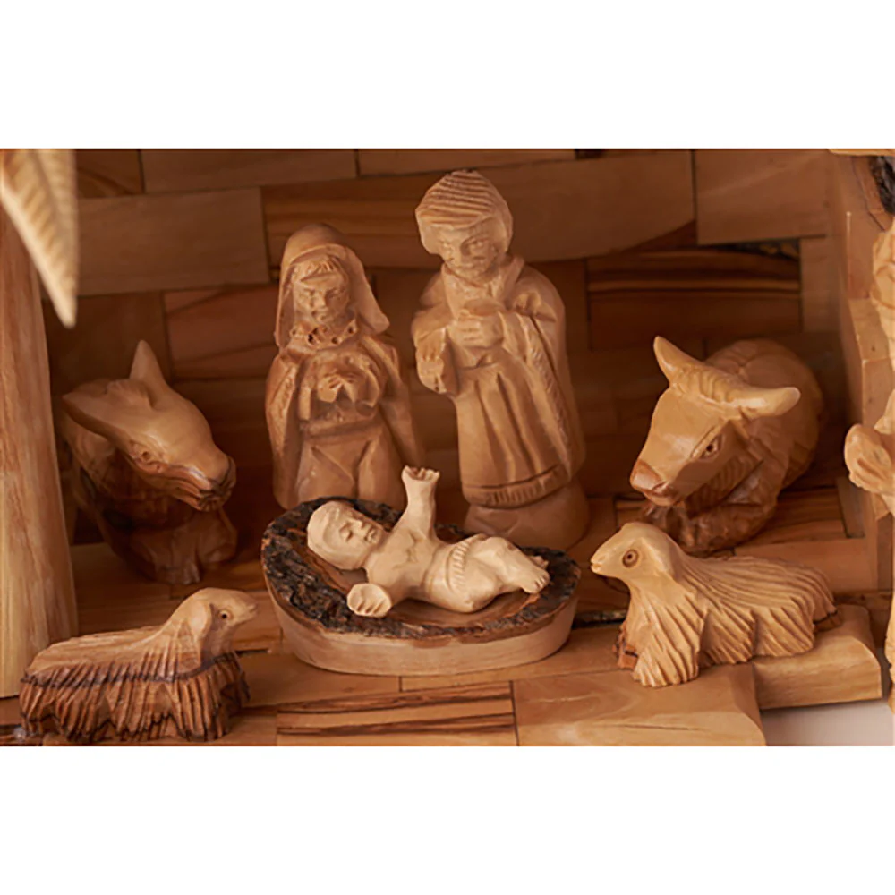 Holy Land Carved Nativity Set with 3D Palm Tree - 12 Pieces - Image 4