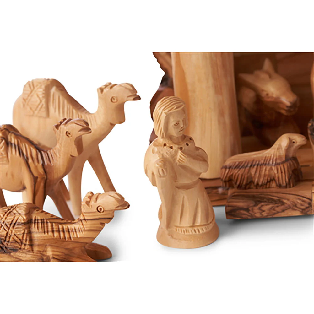 Holy Land Carved Nativity Set with 3D Palm Tree - 12 Pieces - Image 7
