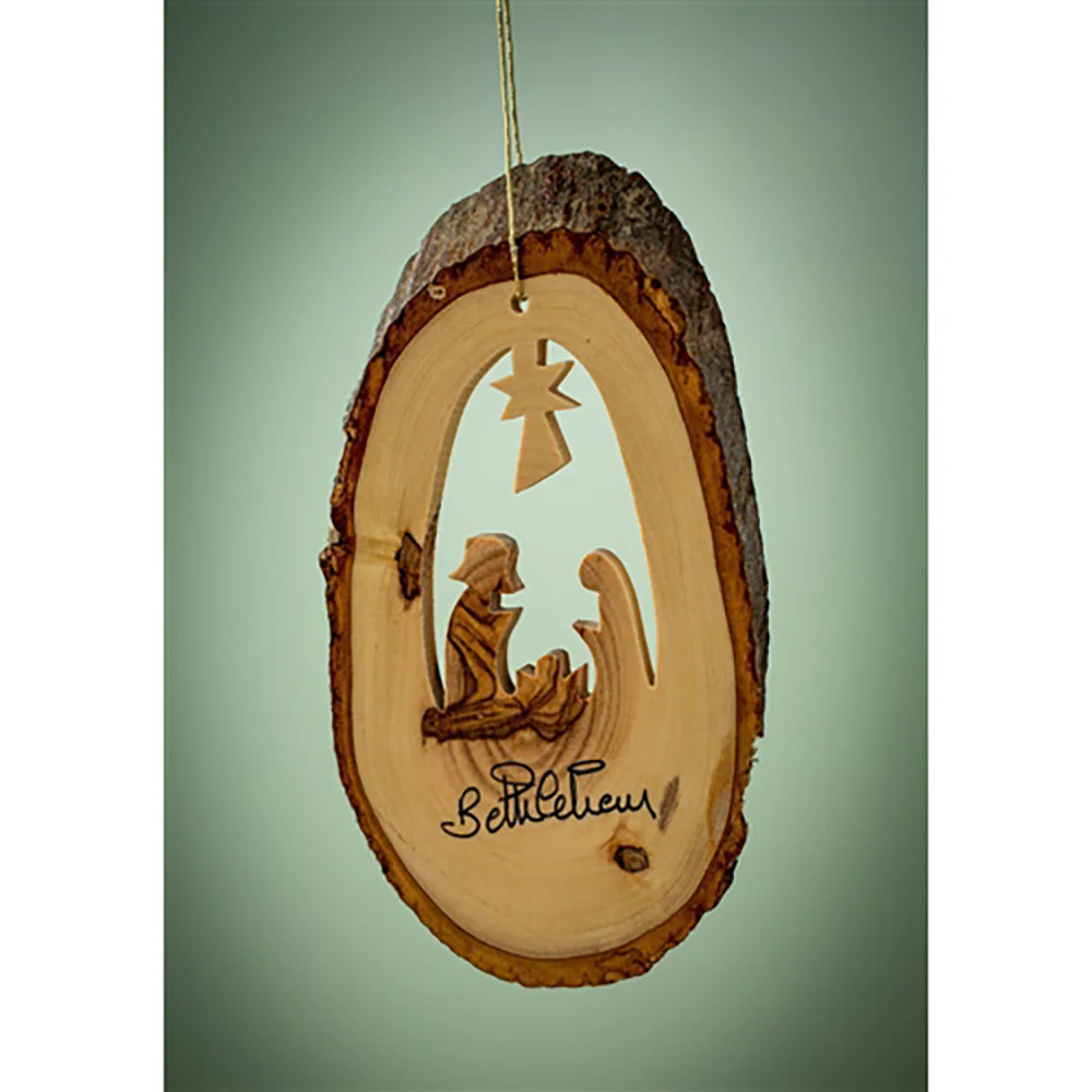 Holy Land Olive Wood Cut Branch Nativity Ornament - Image 2