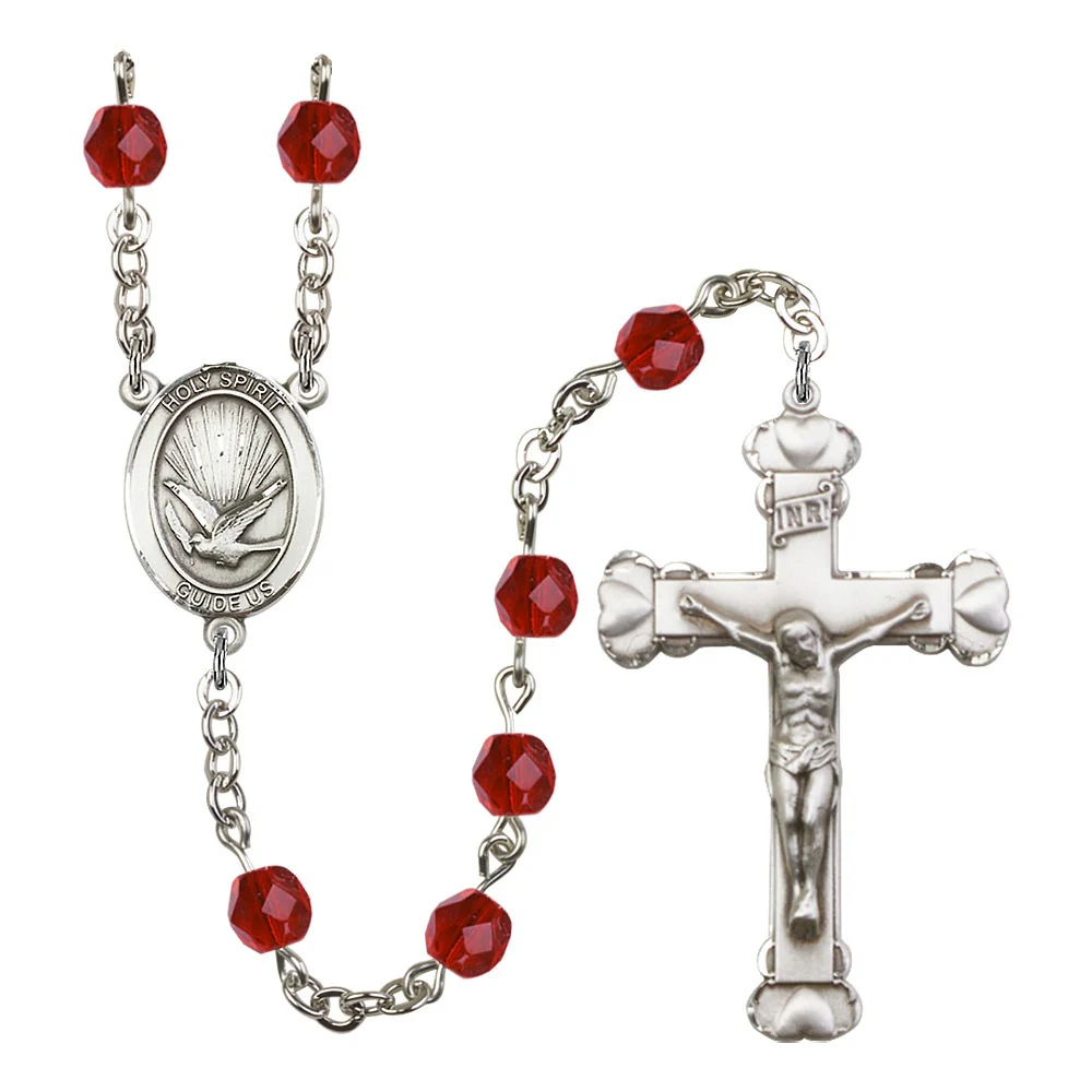 Holy Spirit Red July Rosary 6mm (20")