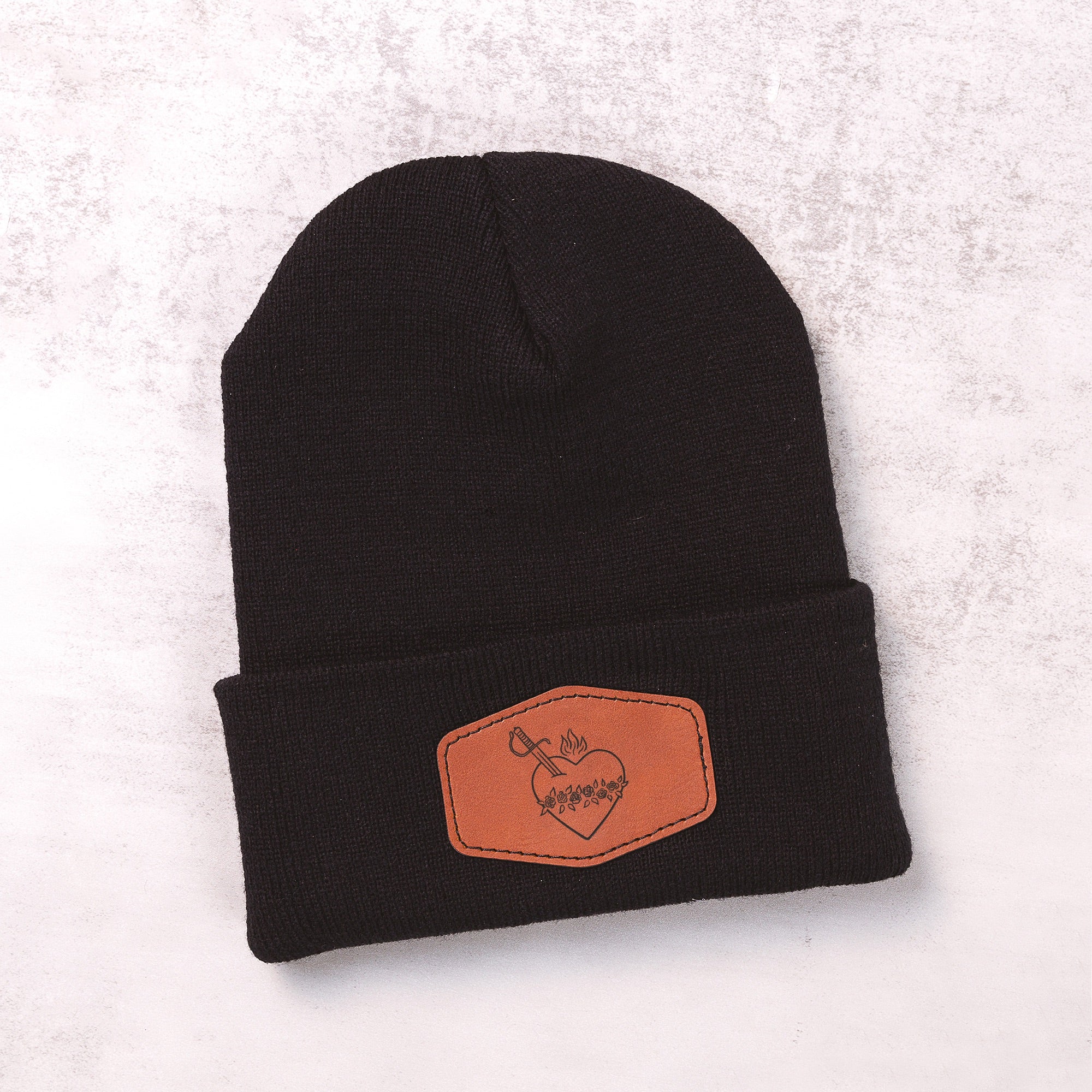 Immaculate Heart Leather Patch Beanie - Image 2