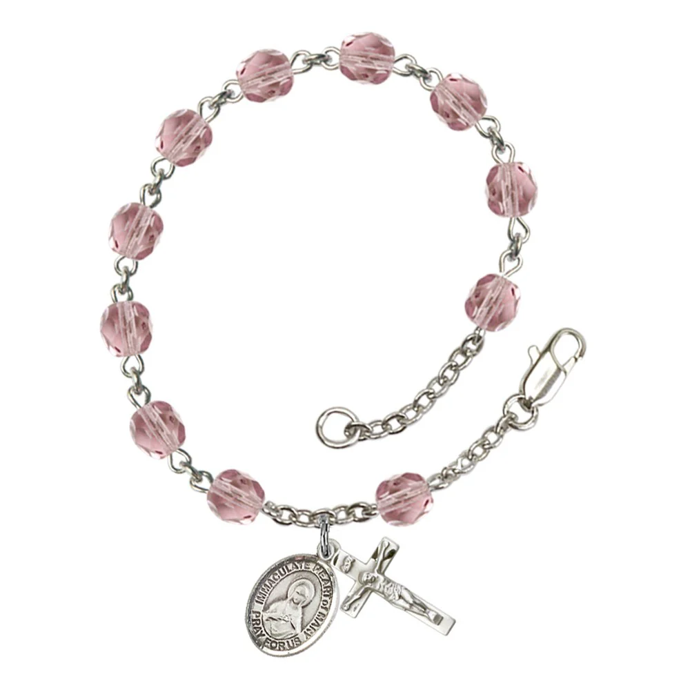 Immaculate Heart Of Mary 6mm light purple June Rosary Bracelet