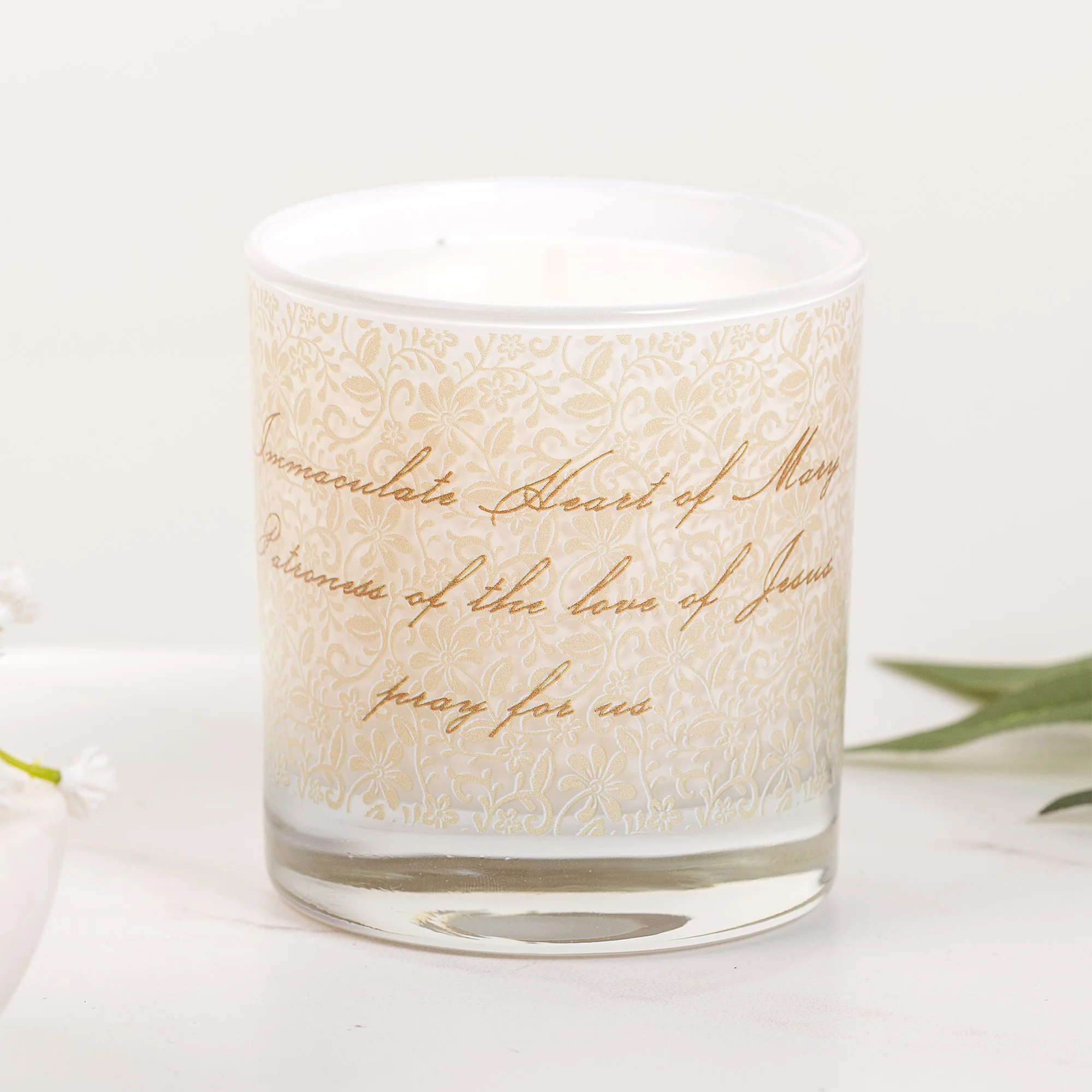 Immaculate Heart of Mary Toile Candle - Image 2