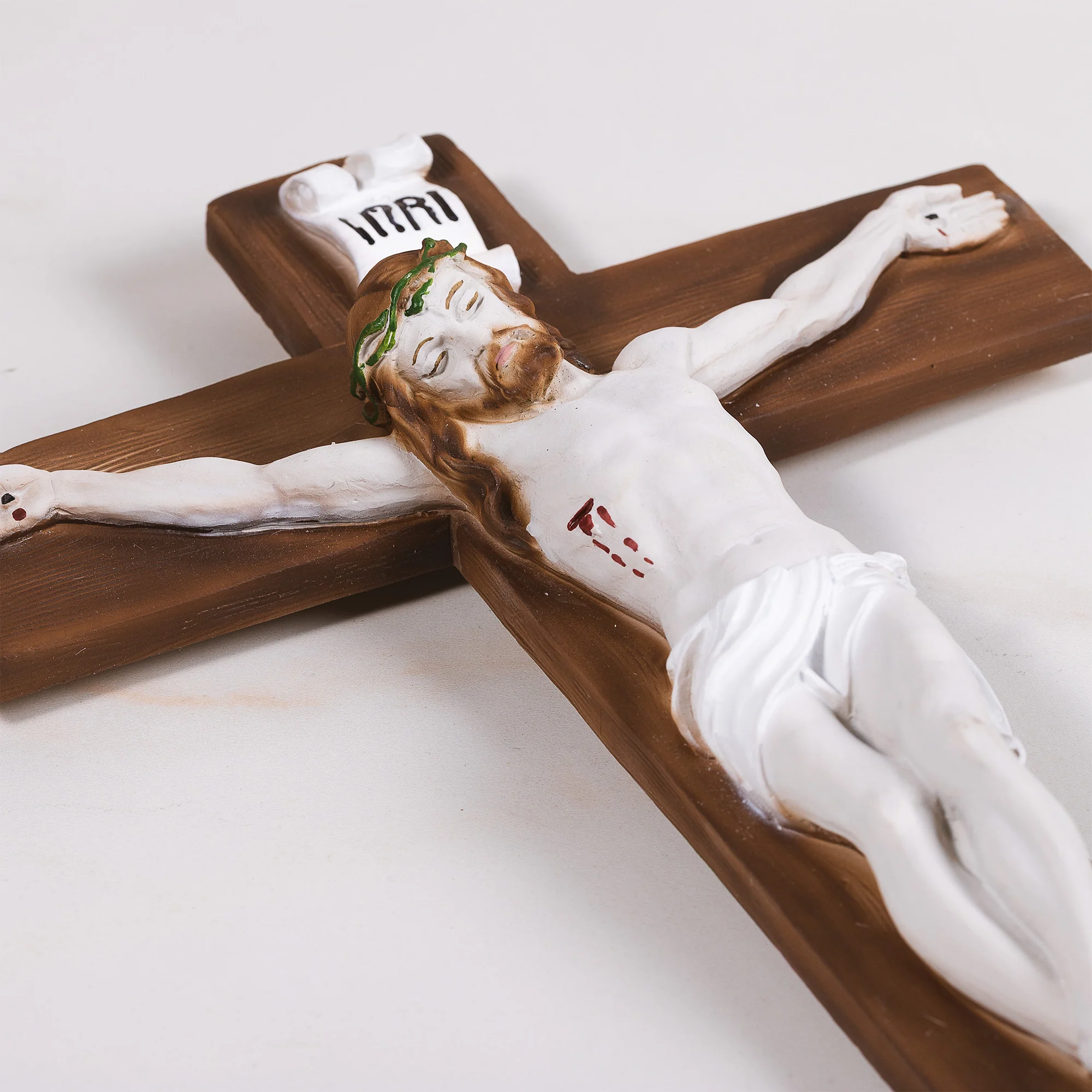 Italian Hand Painted Crucifix - 13.4"