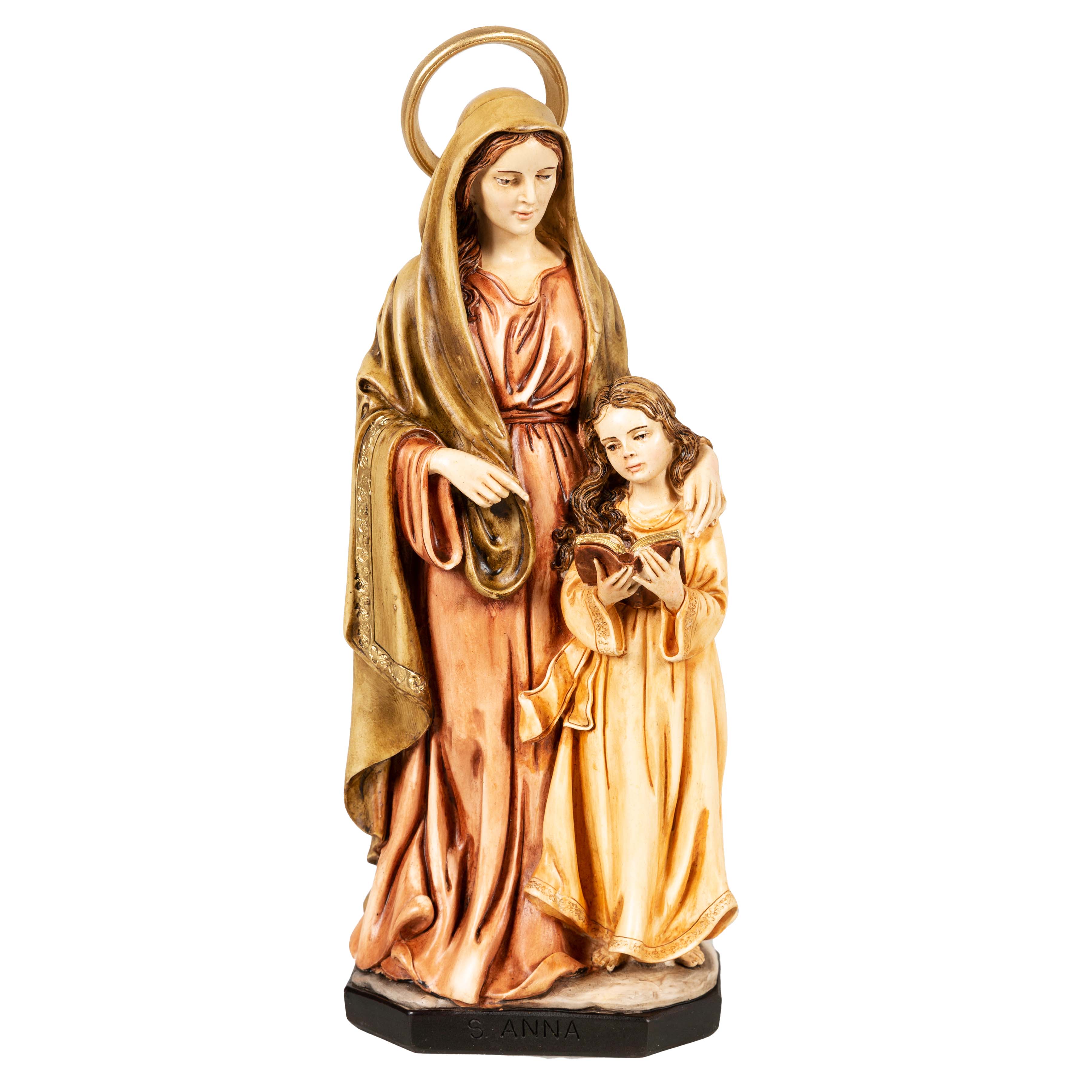 Italian St. Anne & the Child Mary Statue - 11.8"