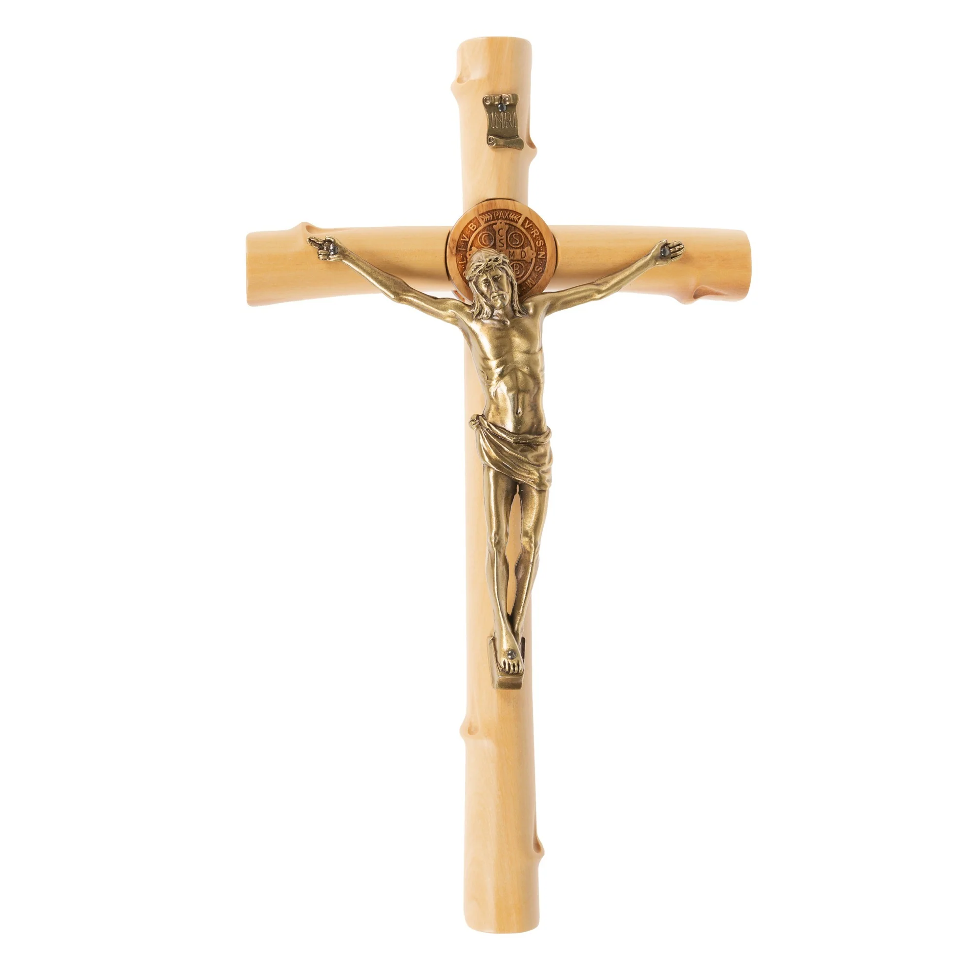 Italian St. Benedict Crucifix with Gold Corpus - 12" - Image 2