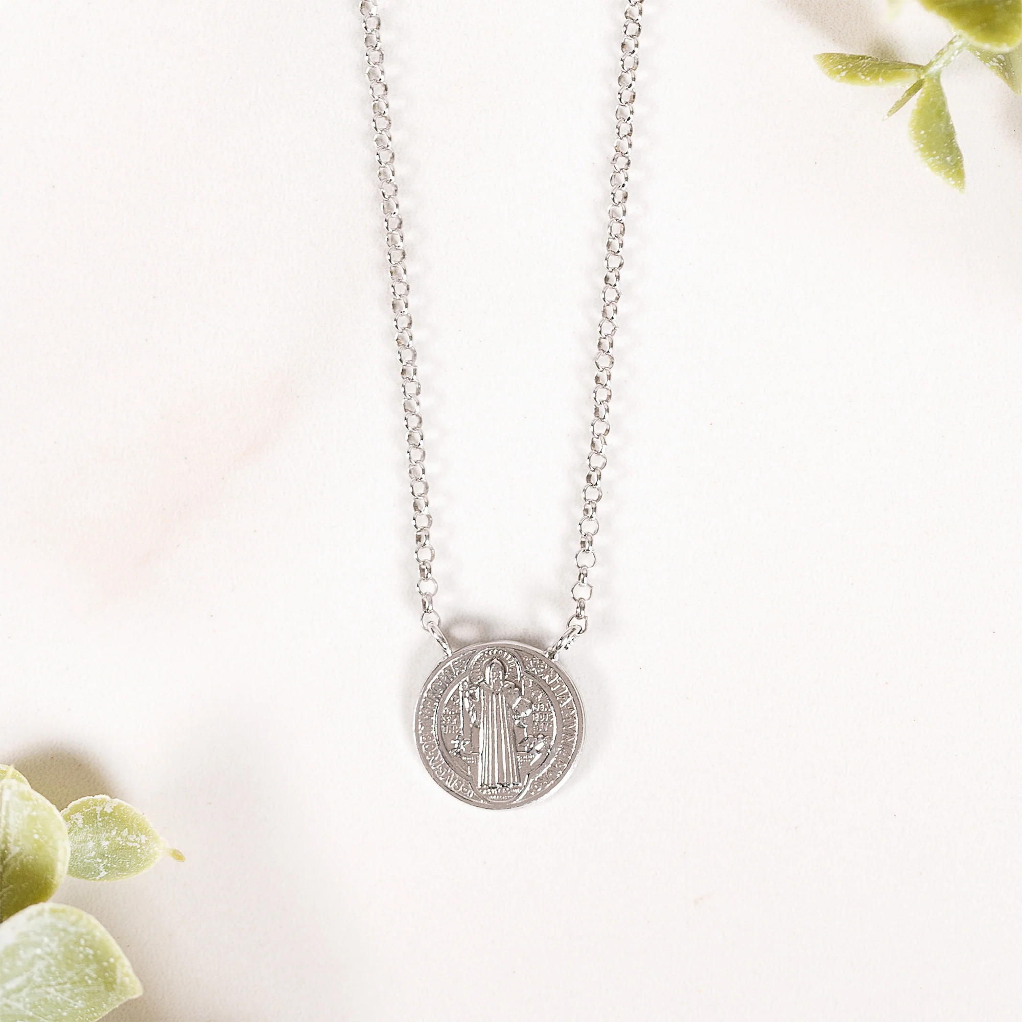 Italian St. Benedict Medal Necklace - Sterling or Gold/Sterling - Image 6