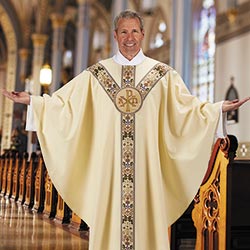 Ivory  Chi Rho Semi-Gothic Chasuble