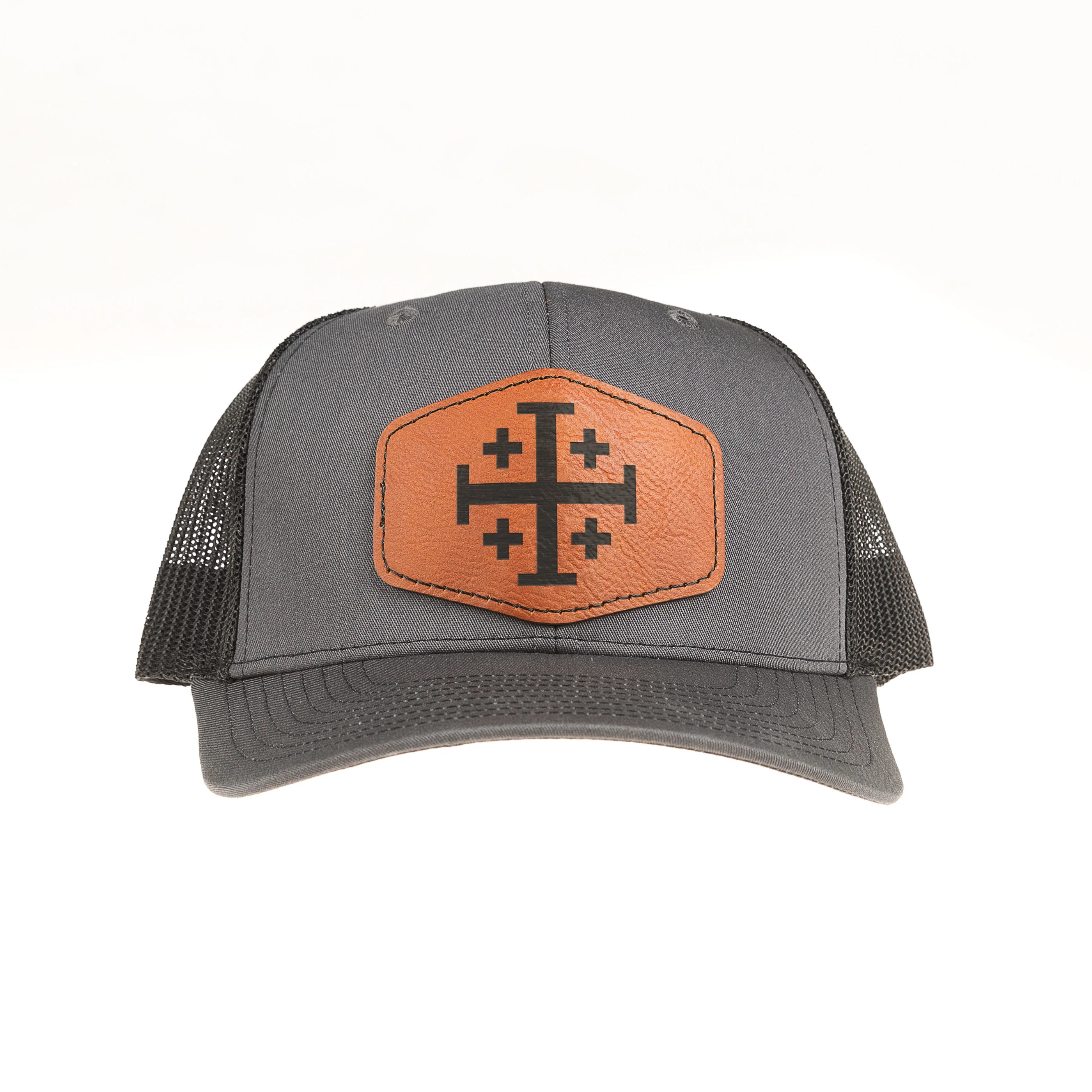 Jerusalem Cross Leather Patch Ball Cap - Image 3