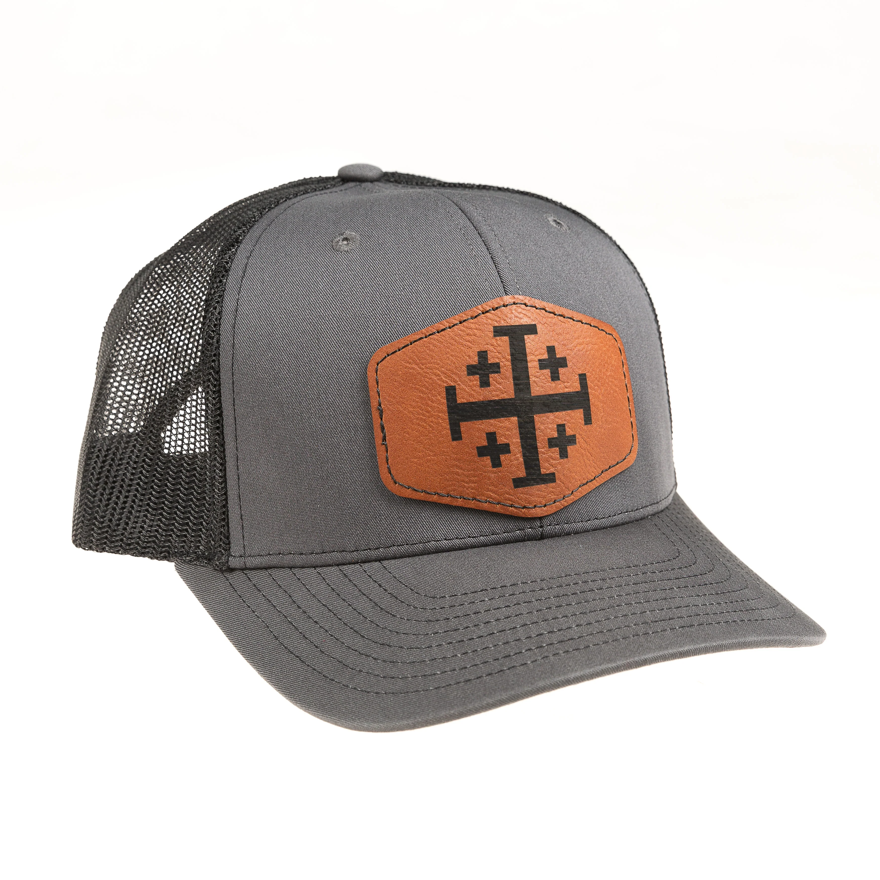 Jerusalem Cross Leather Patch Ball Cap - Image 4