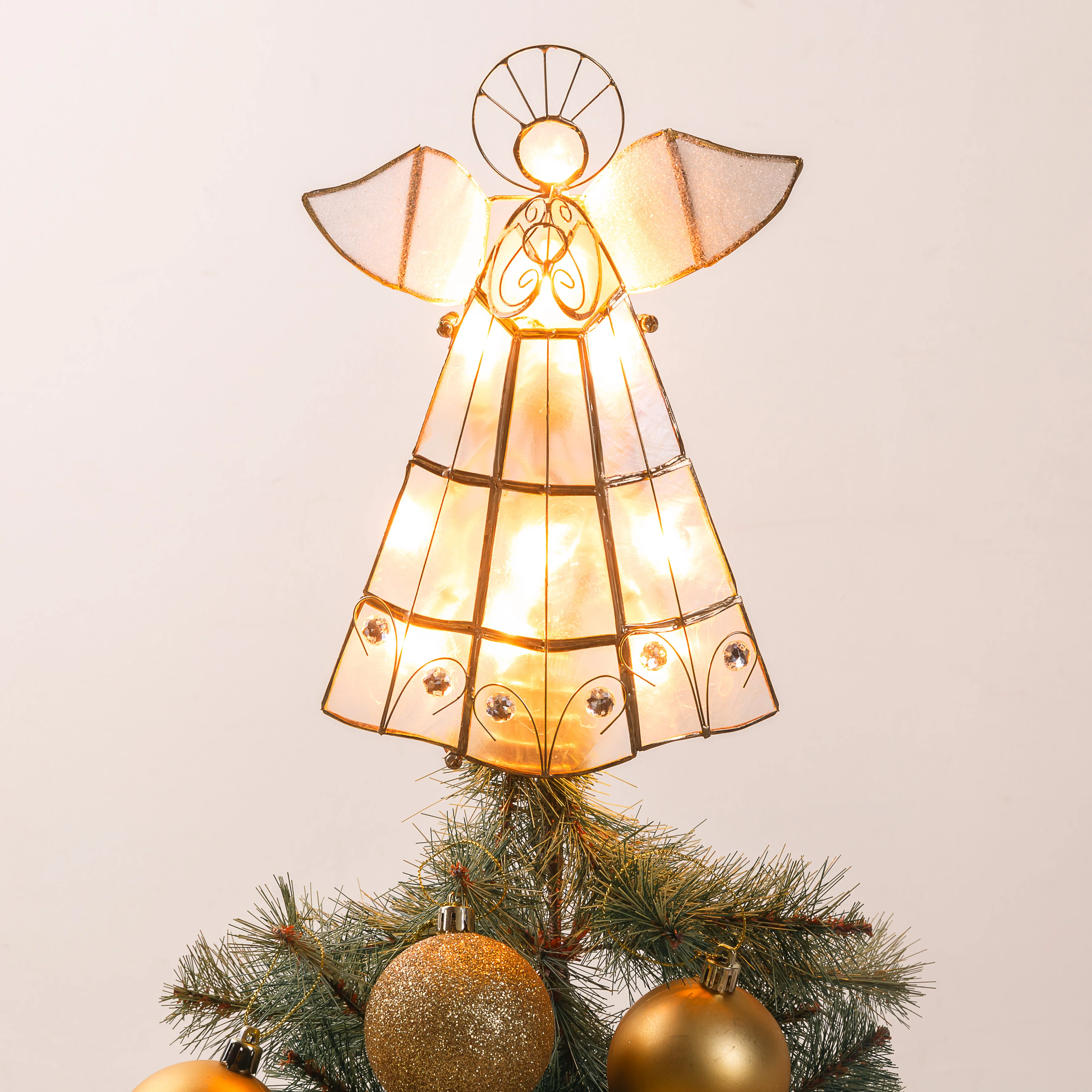 Lighted Capiz Angel Christmas Tree Topper - Image 2